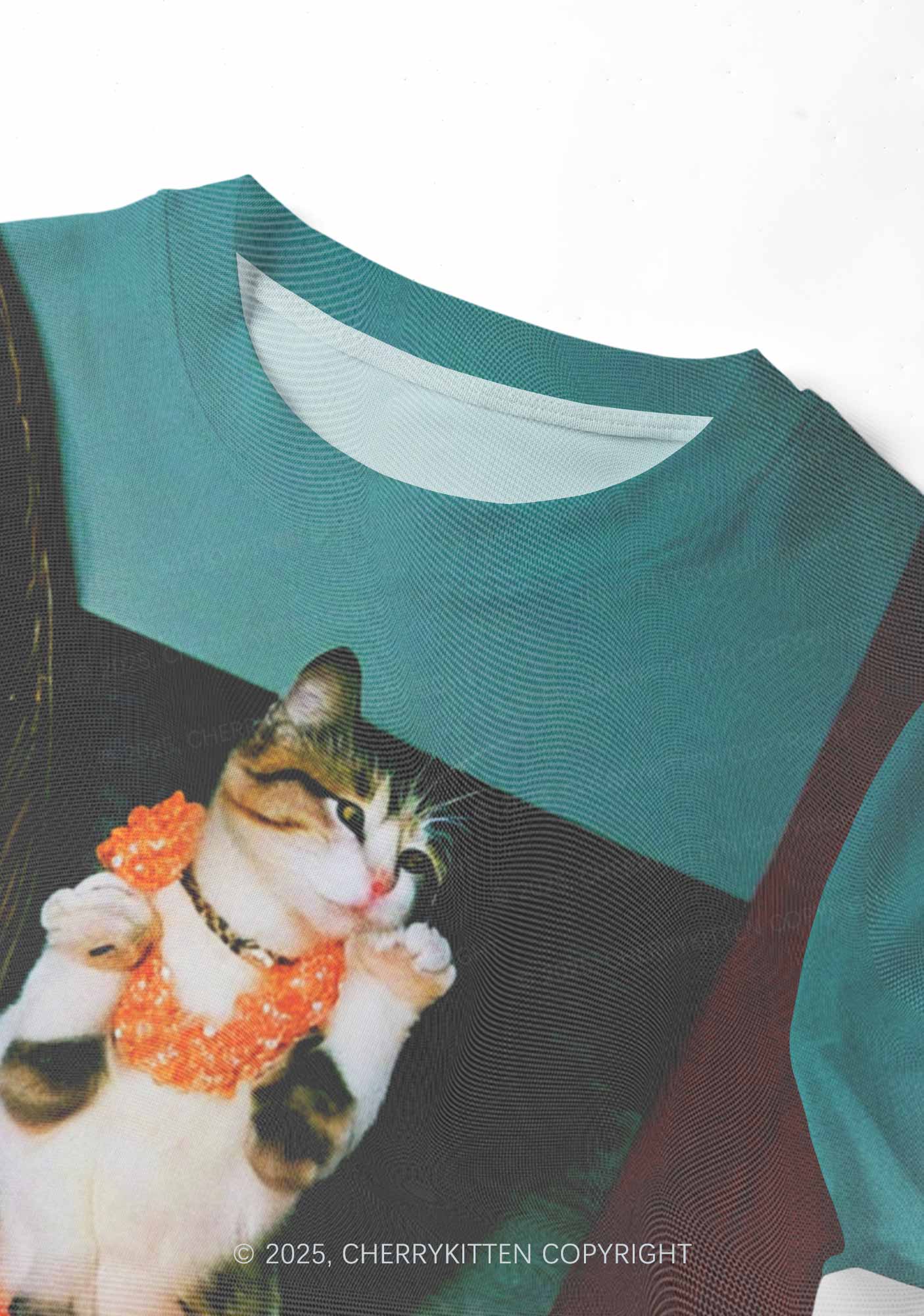 Dancing Cat Y2K Mesh Crop Top Cherrykitten - Image 4