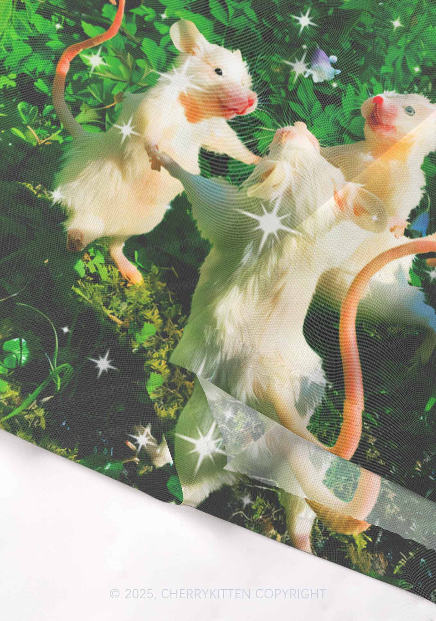 Dancing Rat Y2K Mesh Cami Tank Cherrykitten Art by OhStuffinell Taxidermy - Image 4