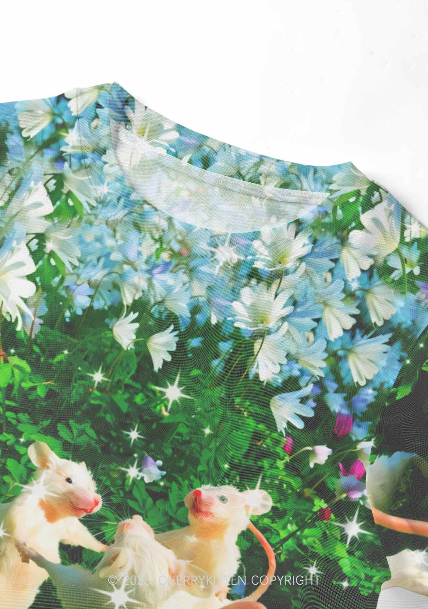 Dancing Rat Y2K Mesh Crop Top Cherrykitten Art by OhStuffinell Taxidermy - Image 3