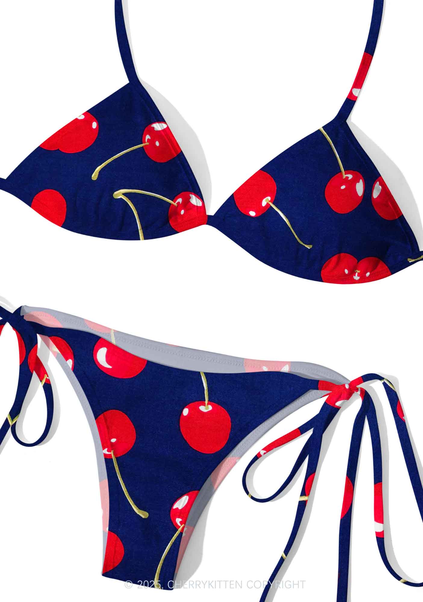Dark Cherry Y2K Print Bikini Set Cherrykitten - Image 3