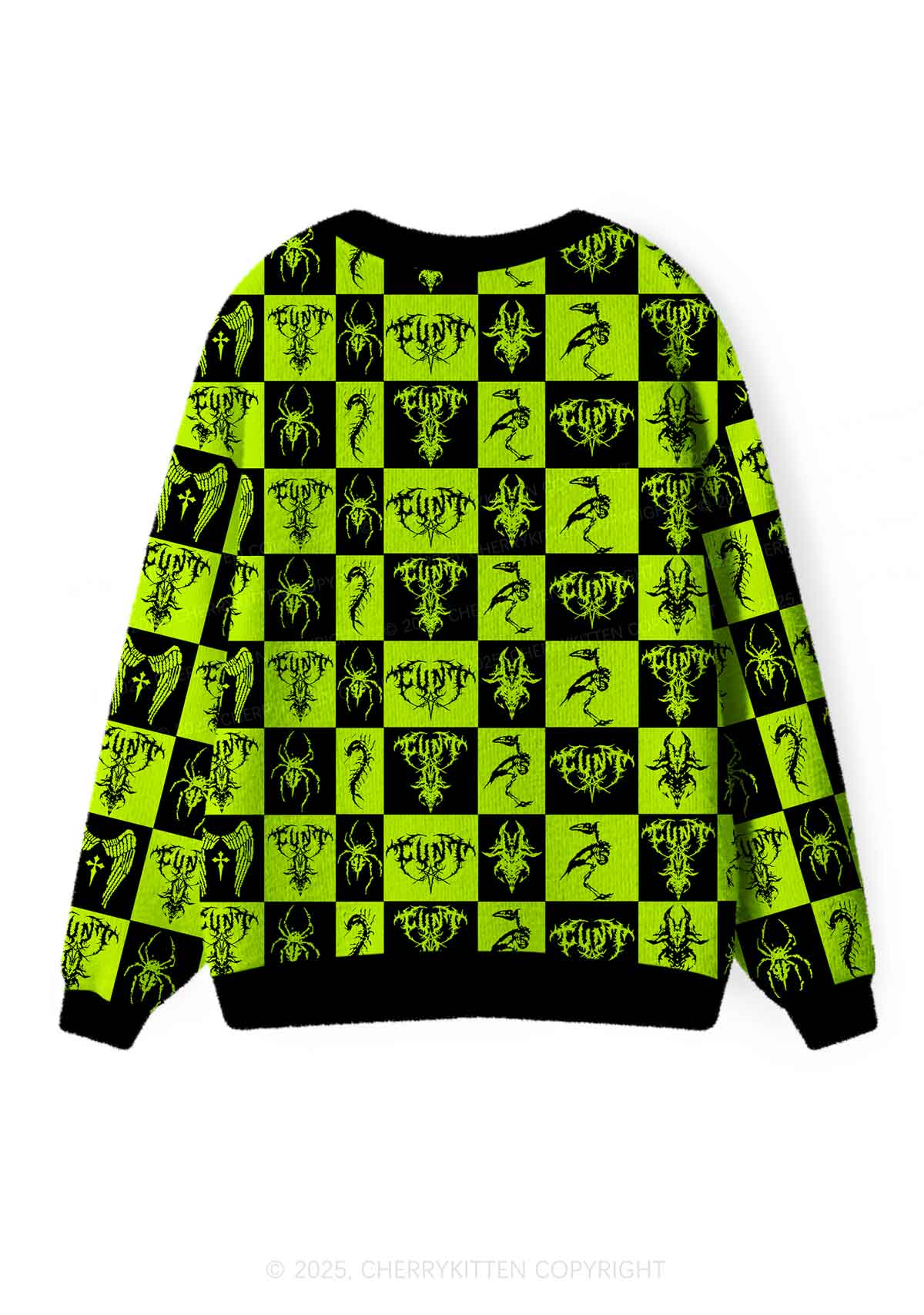Dark Cxxt Y2K Christmas Cardigan Knit Sweatshirt Cherrykitten - Image 2