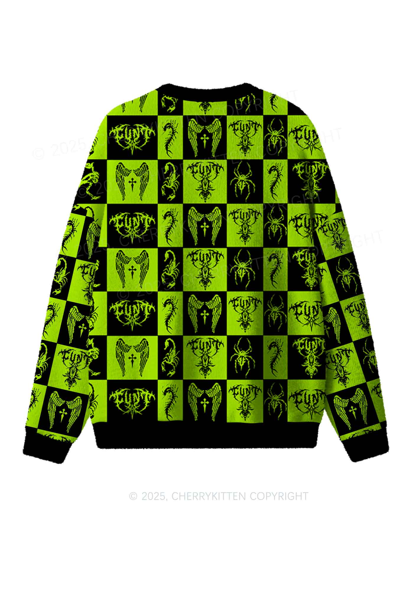 Dark Cxxt Y2K Christmas Knit Sweatshirt Cherrykitten - Image 2