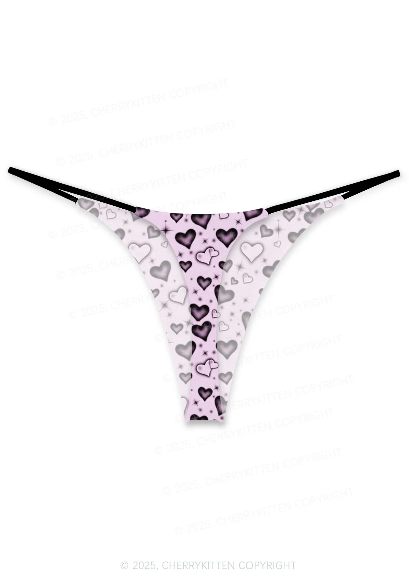 Dark Heart Attack Valentine's Day Y2K Print Couples Thong Set Cherrykitten - Image 3