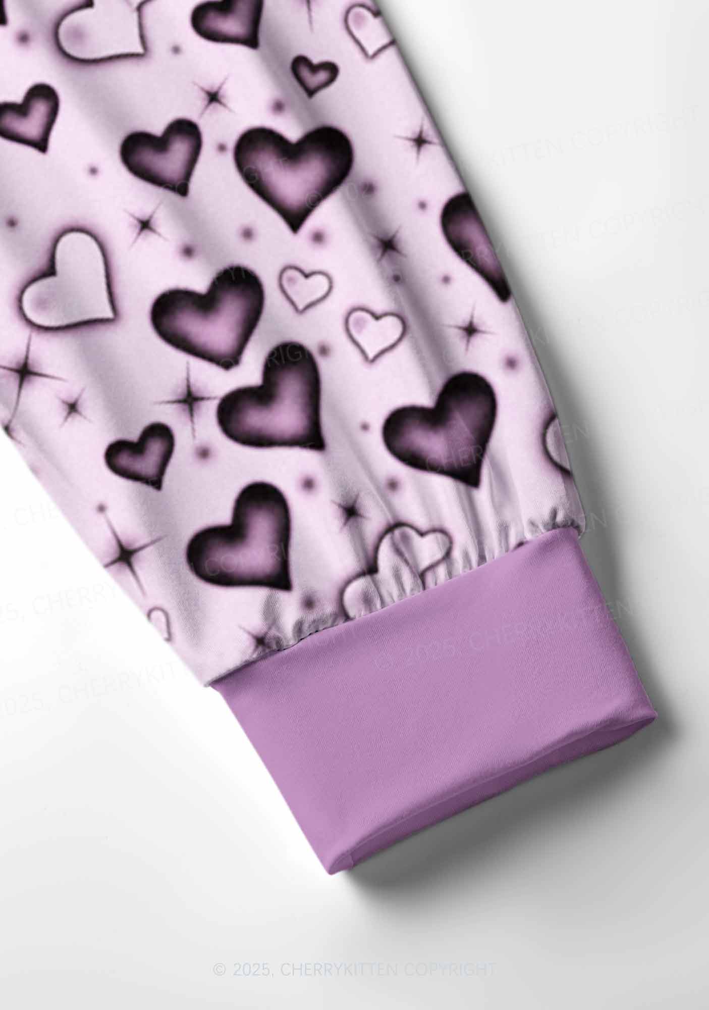 Dark Heart Attack Valentine's Day Y2K Print Long Sleeve Pajama Set Cherrykitten - Image 4