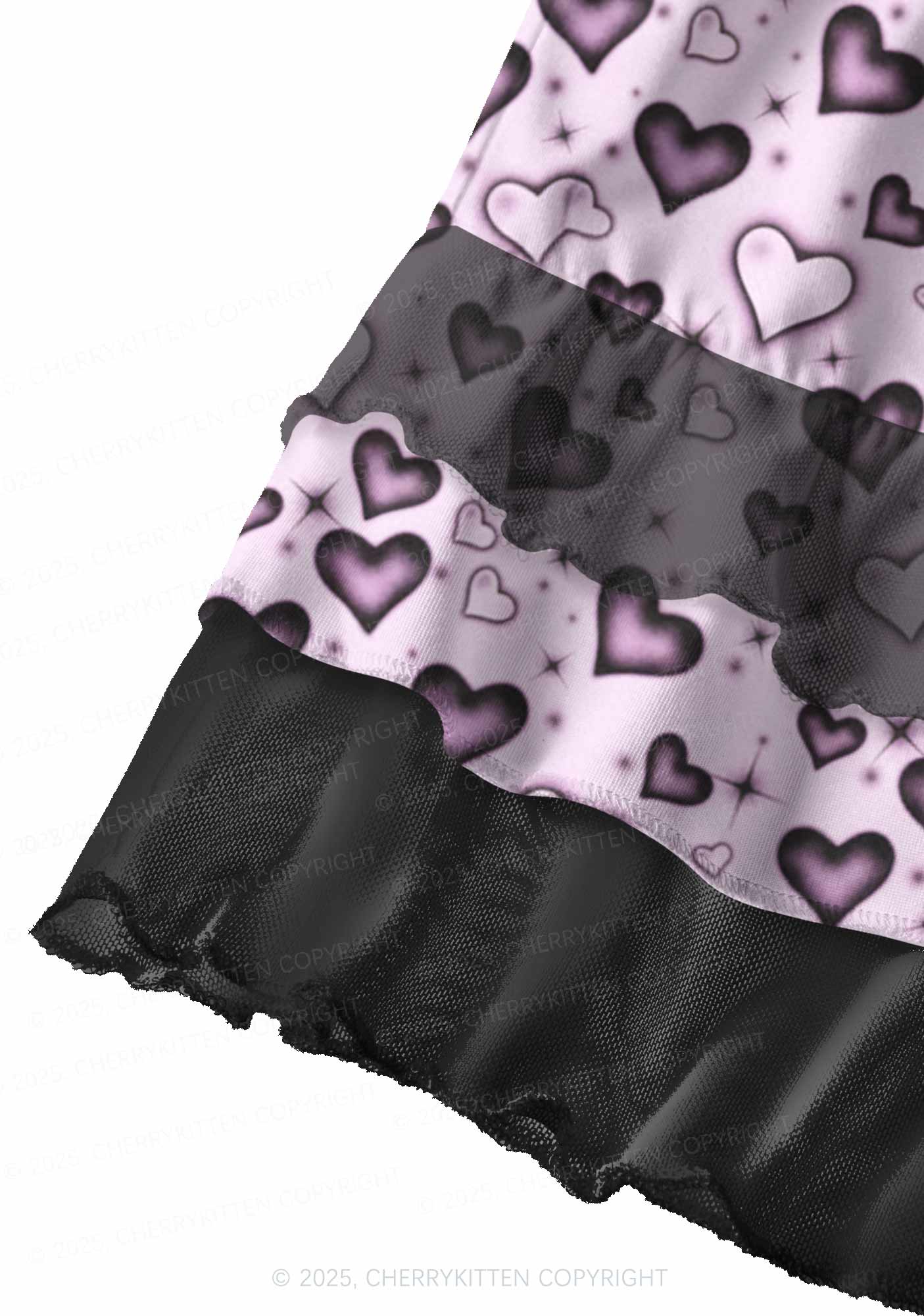 Dark Heart Attack Valentine's Day Y2K Print Mini Layered Skirt Cherrykitten - Image 2