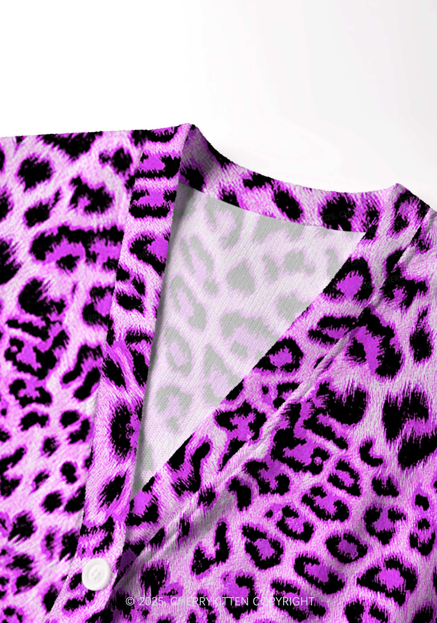 Dark Purple Leopard Y2K Christmas Cardigan Knit Sweatshirt Cherrykitten - Image 5