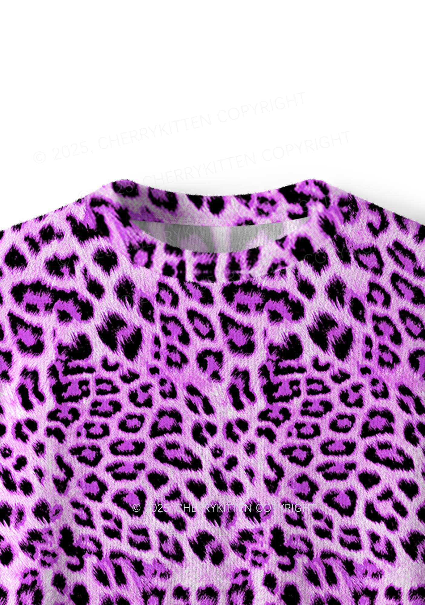 Dark Purple Leopard Y2K Christmas Knit Sweatshirt Cherrykitten - Image 5