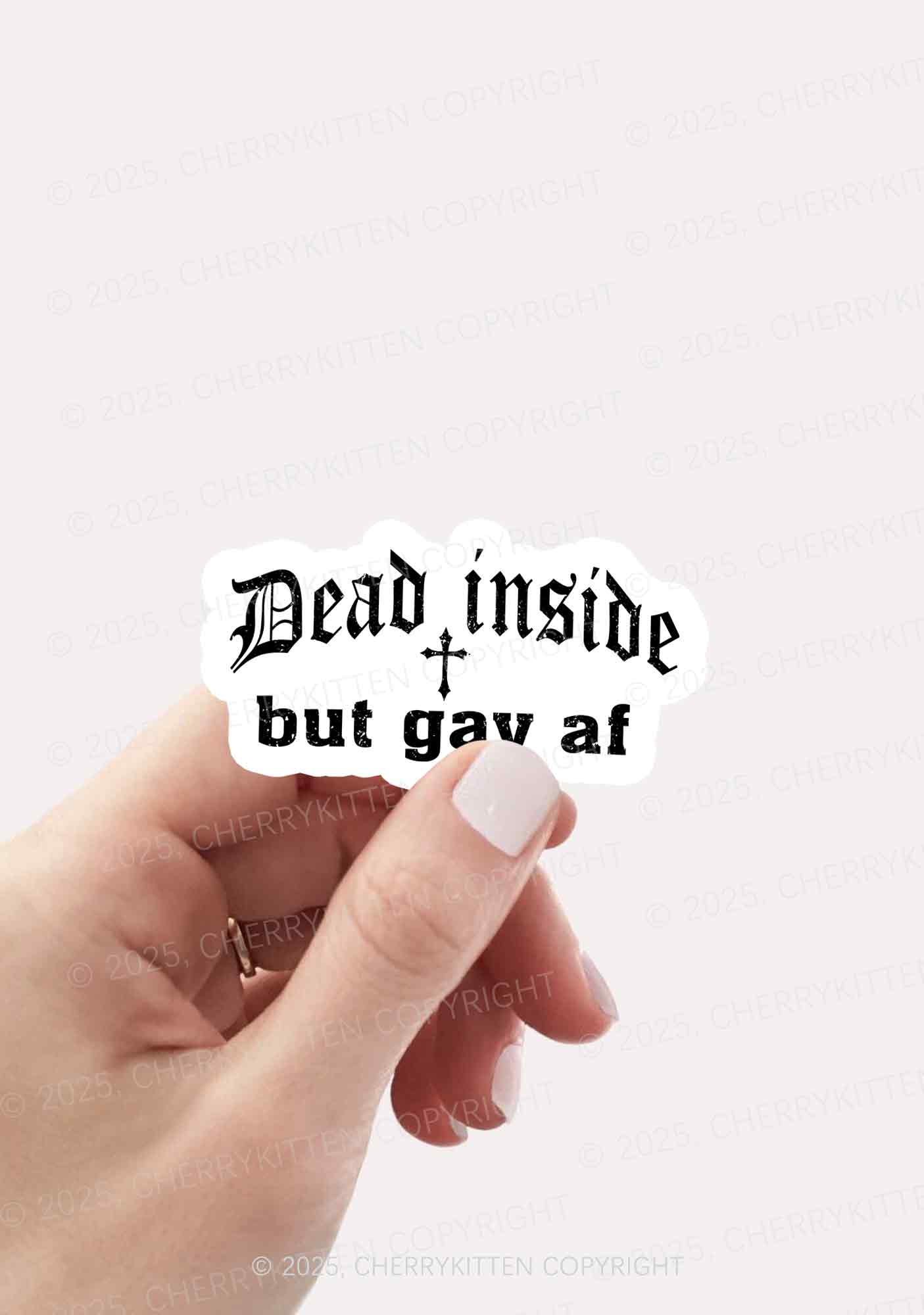 Dead Inside But Gay AF Pride 1Pc Y2K Sticker Cherrykitten - Image 2