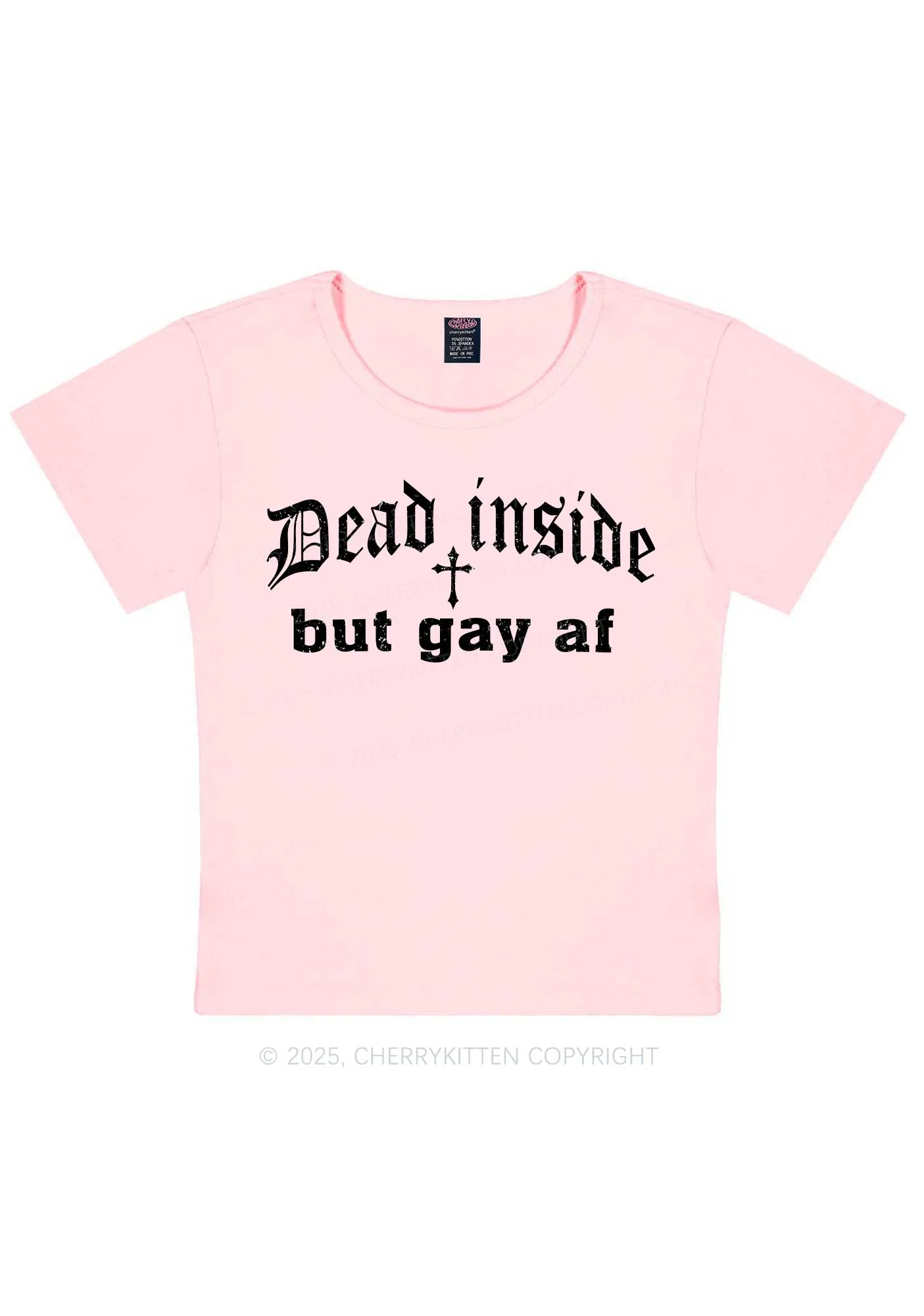 Dead Inside But Gay AF Pride Y2K Baby Tee Cherrykitten - Image 12