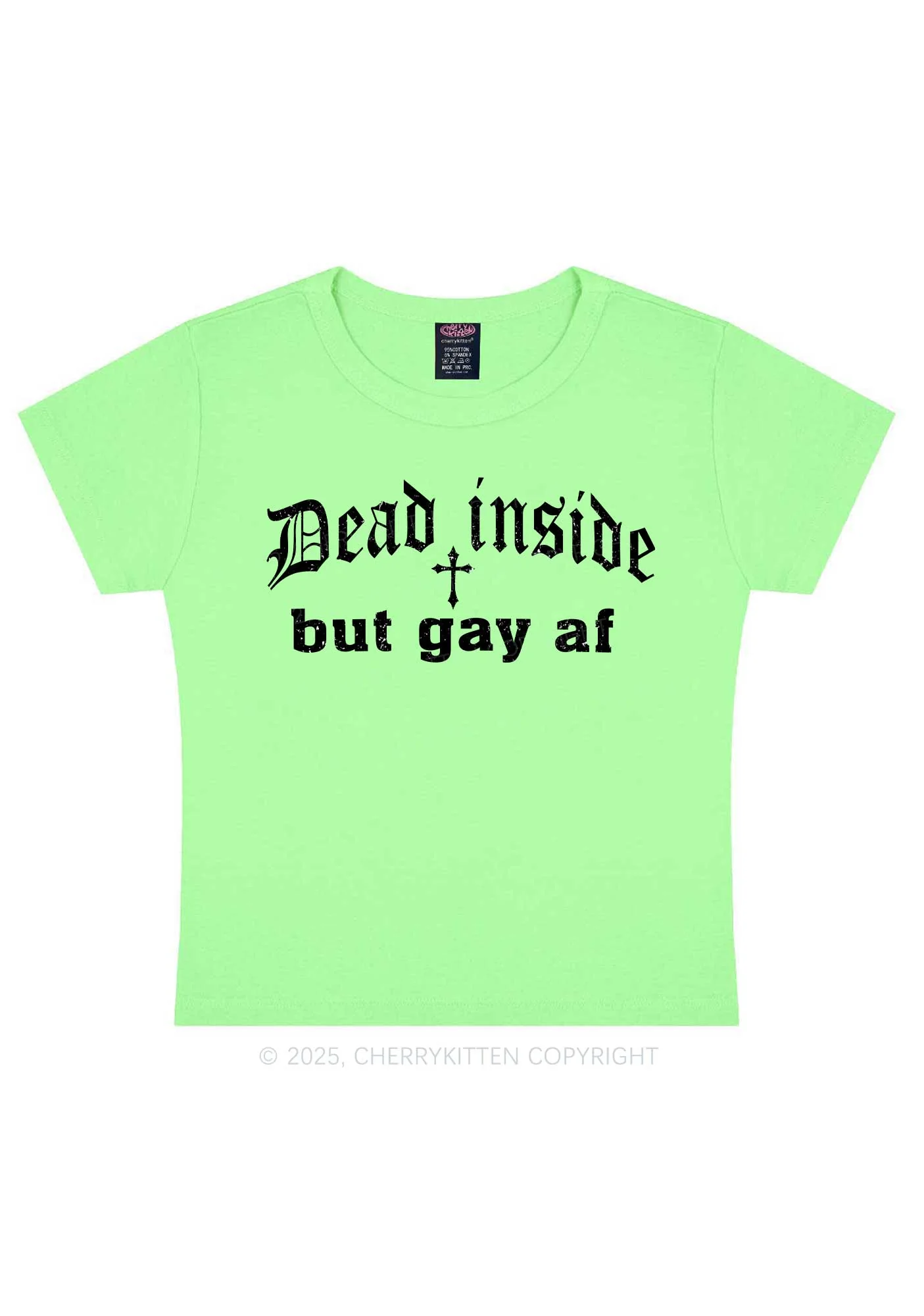 Dead Inside But Gay AF Pride Y2K Baby Tee Cherrykitten - Image 13