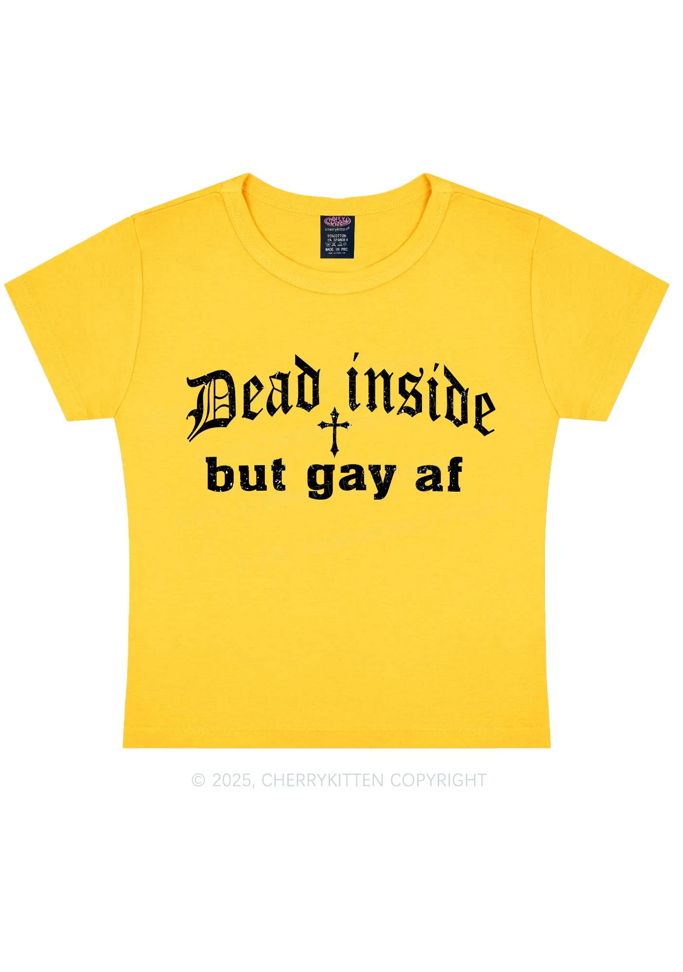 Dead Inside But Gay AF Pride Y2K Baby Tee Cherrykitten - Image 4