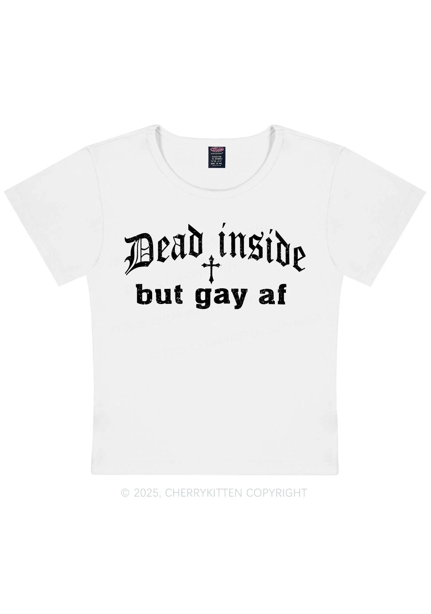 Dead Inside But Gay AF Pride Y2K Baby Tee Cherrykitten - Image 6