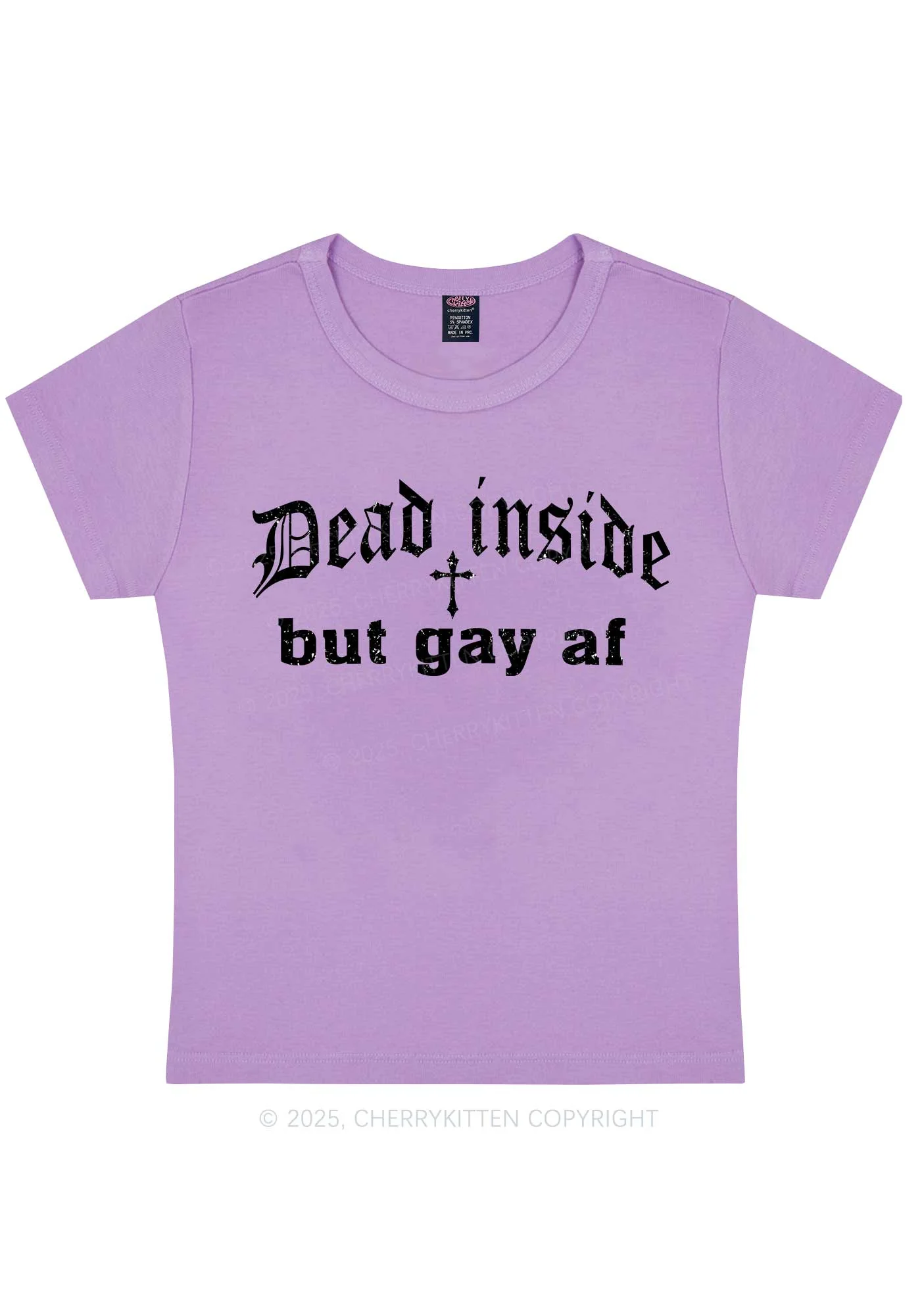 Dead Inside But Gay AF Pride Y2K Baby Tee Cherrykitten - Image 8