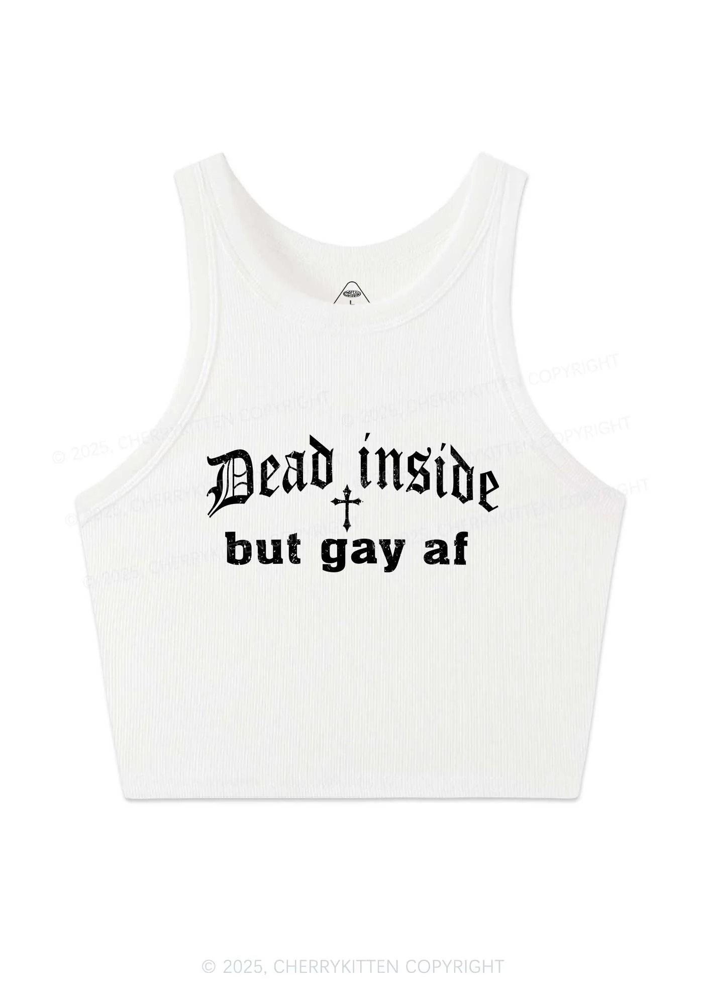 Dead Inside But Gay AF Pride Y2K Crop Tank Top Cherrykitten - Image 3