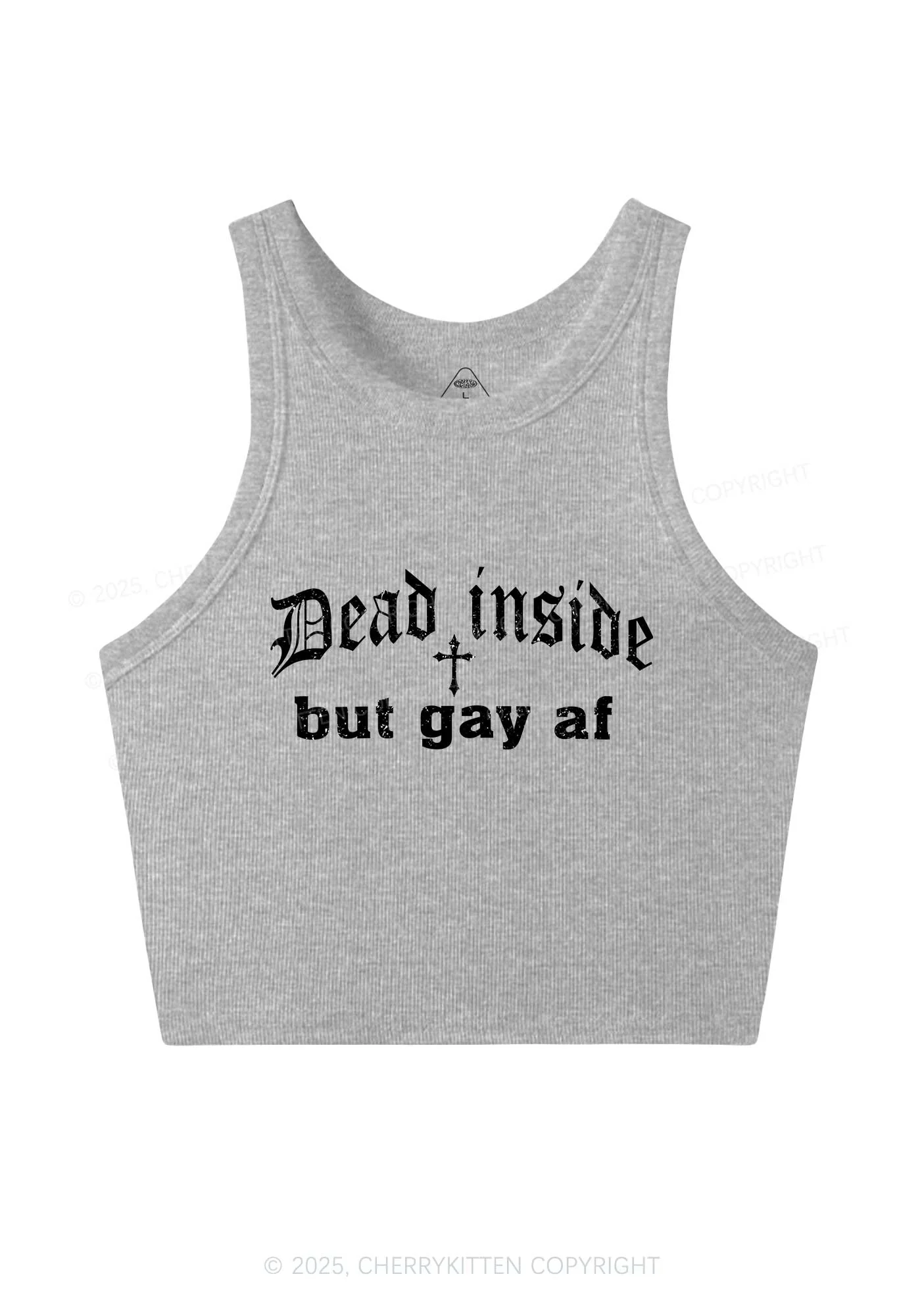 Dead Inside But Gay AF Pride Y2K Crop Tank Top Cherrykitten - Image 4