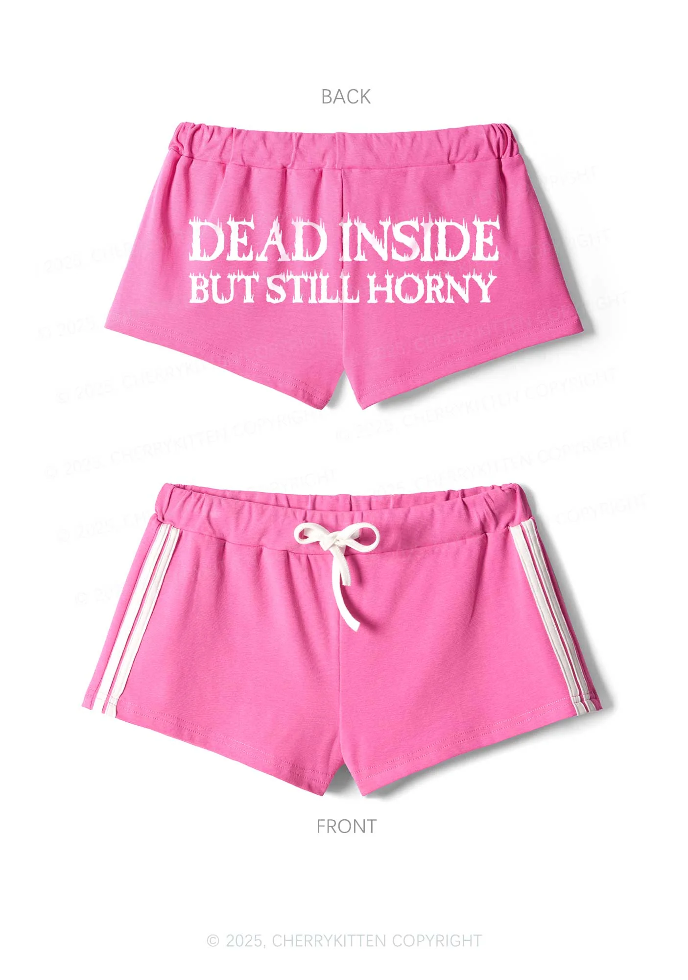 Dead Inside But Still Thirsty Y2K Drawstring Mini Shorts Cherrykitten - Image 3