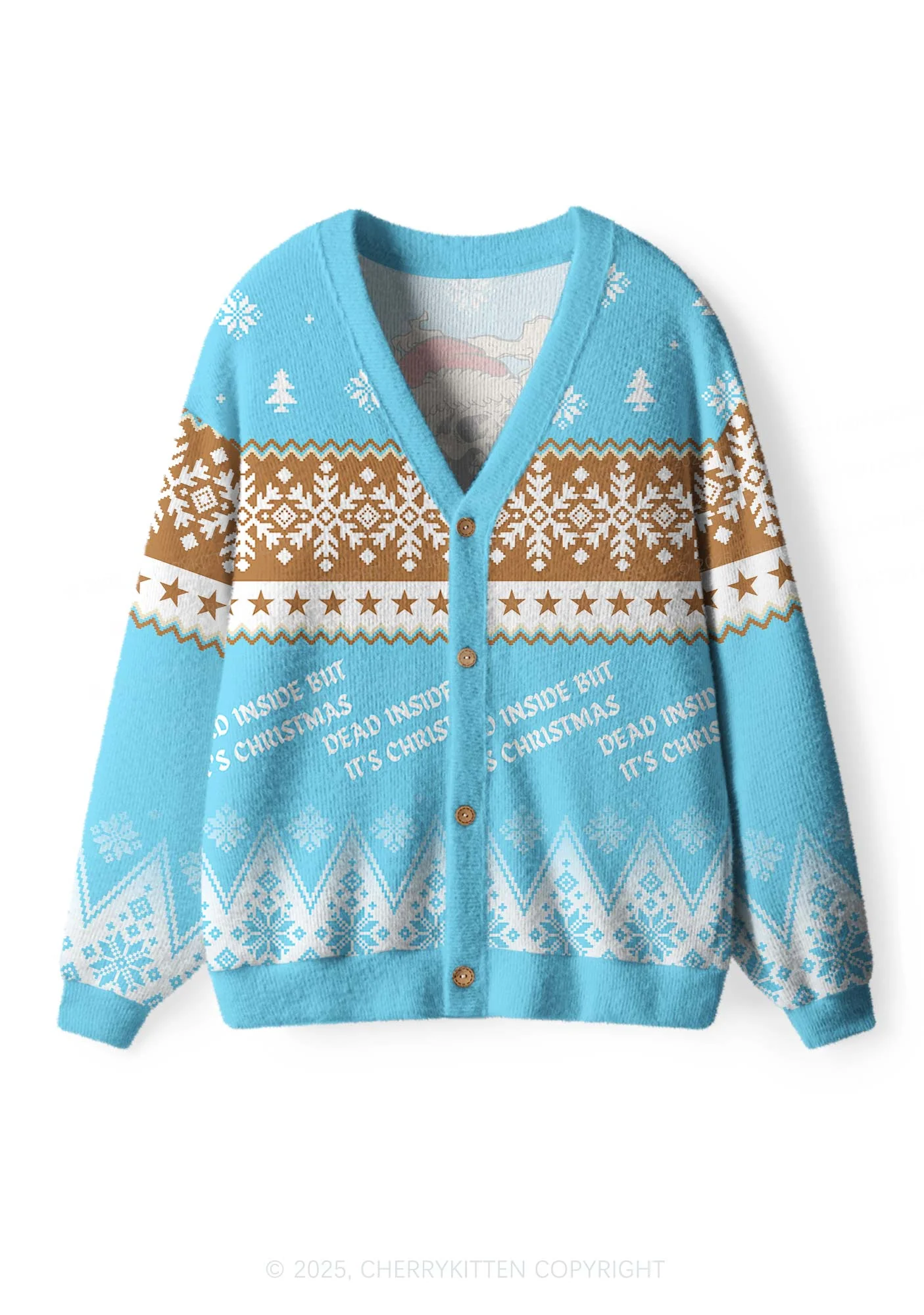 Dead Inside Y2K Christmas Cardigan Knit Sweatshirt Cherrykitten - Image 2