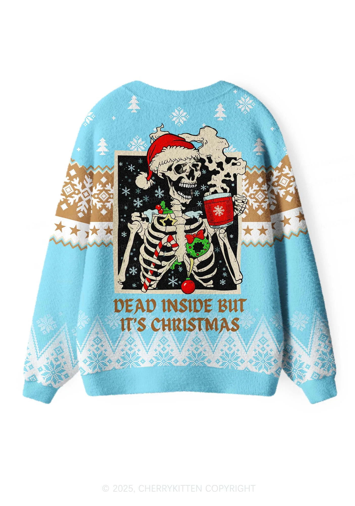 Dead Inside Y2K Christmas Cardigan Knit Sweatshirt Cherrykitten - Image 3