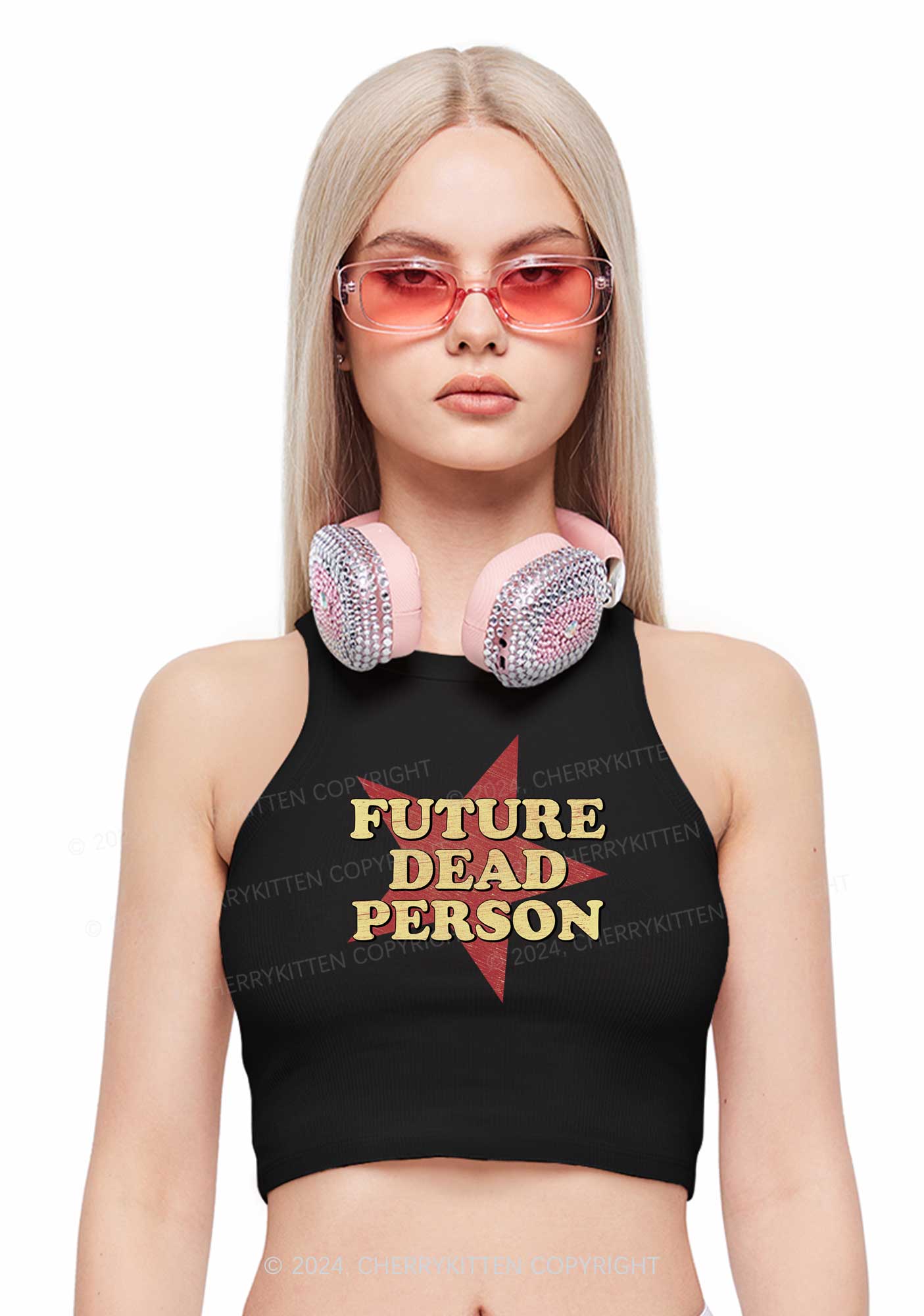 Dead Person Y2K Crop Tank Top Cherrykitten - Image 2