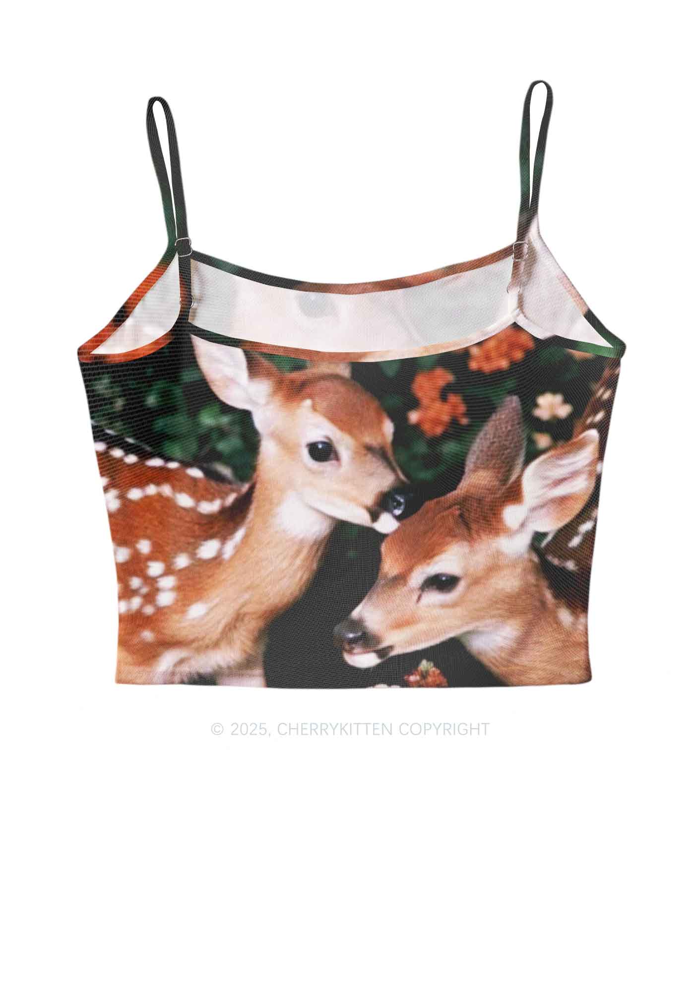 Deer Flowers Y2K Mesh Cami Tank Cherrykitten - Image 5