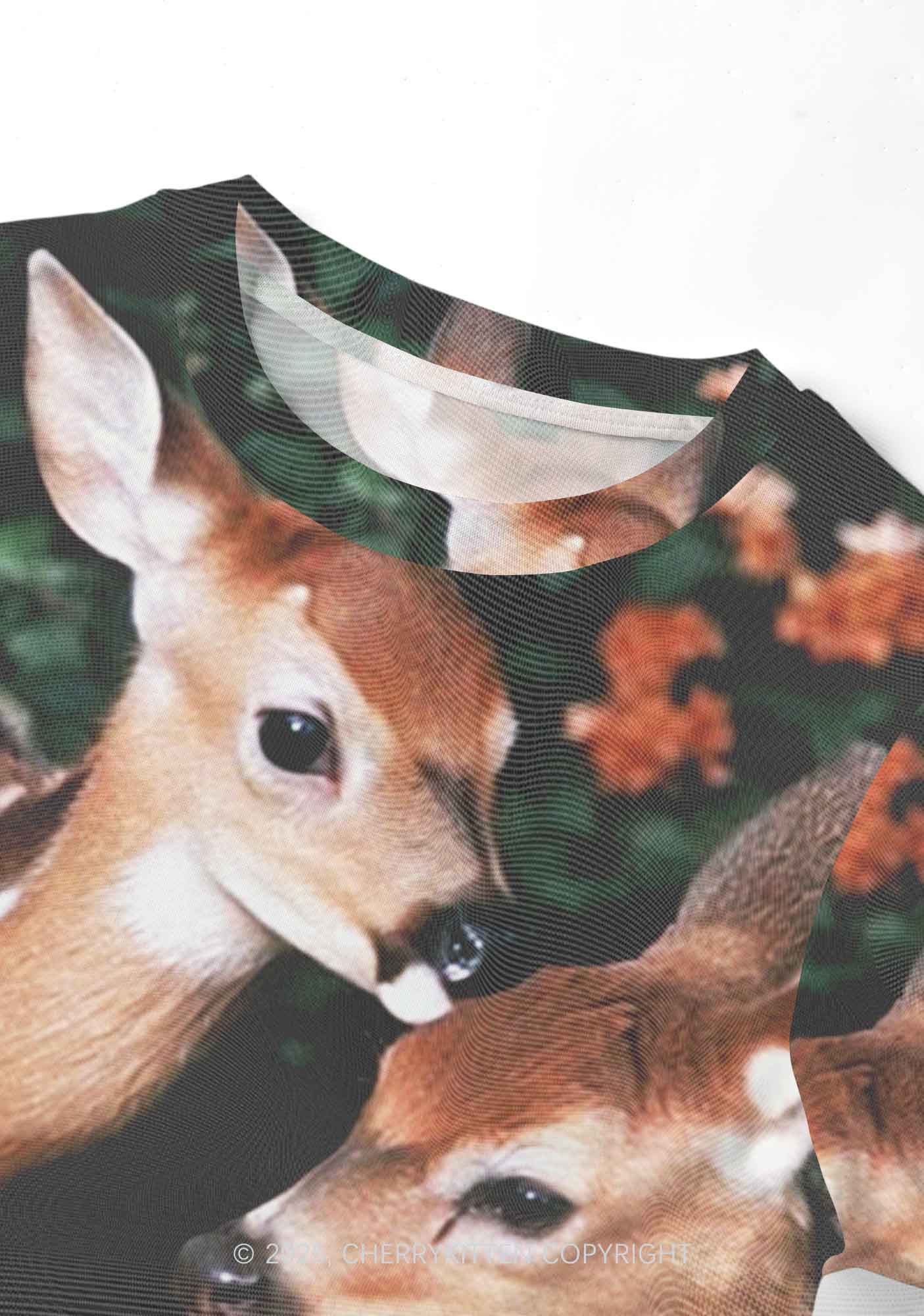 Deer Flowers Y2K Mesh Crop Top Cherrykitten - Image 3