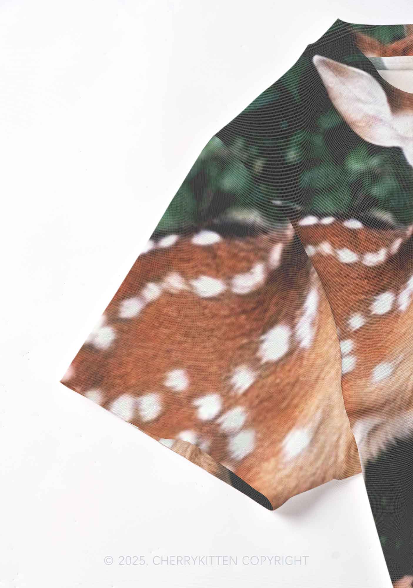 Deer Flowers Y2K Mesh Crop Top Cherrykitten - Image 4