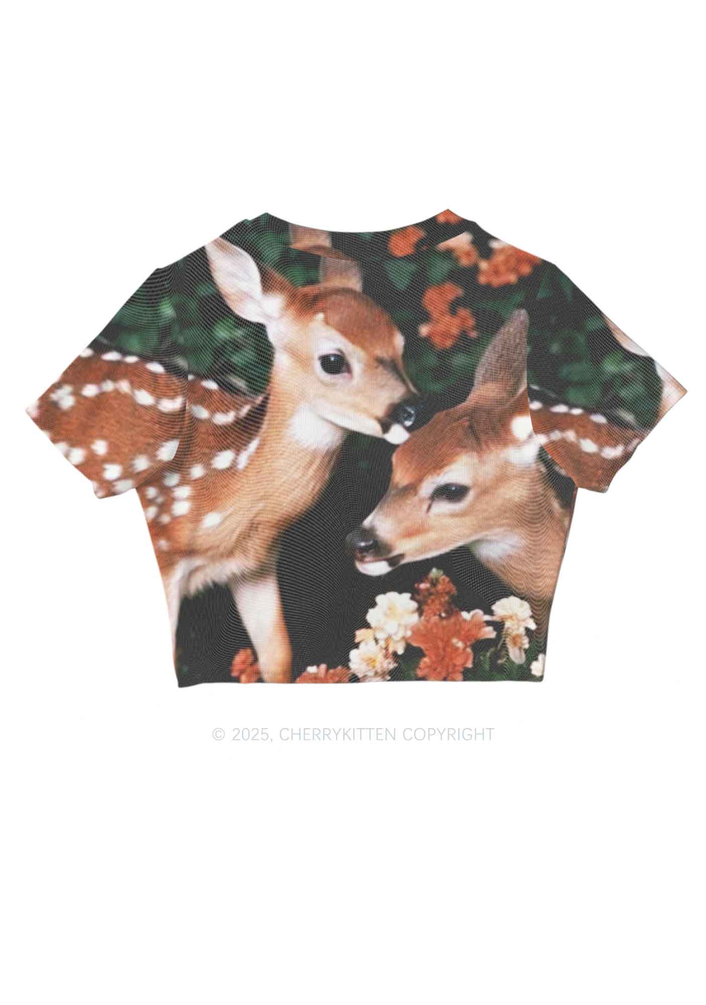 Deer Flowers Y2K Mesh Crop Top Cherrykitten - Image 6