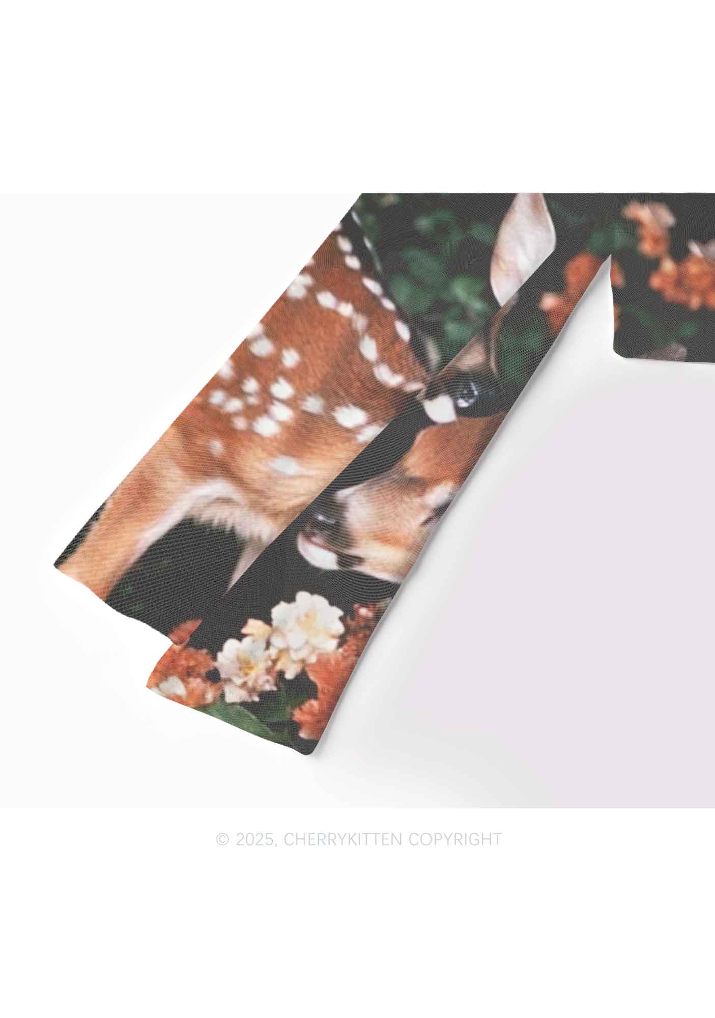 Deer Flowers Y2K Mesh Long Sleeve Crop Top Cherrykitten - Image 4