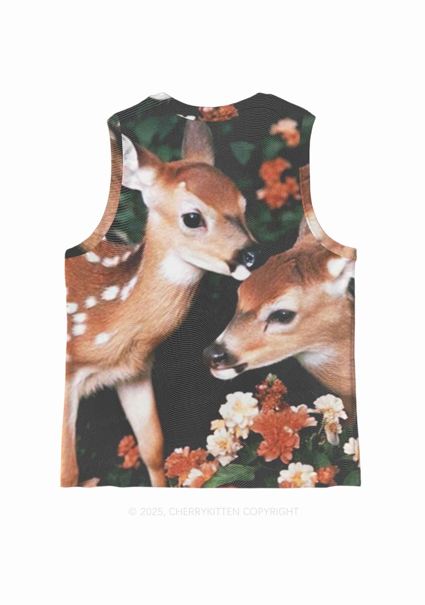 Deer Flowers Y2K Mesh Muscle Tank Cherrykitten - Image 4