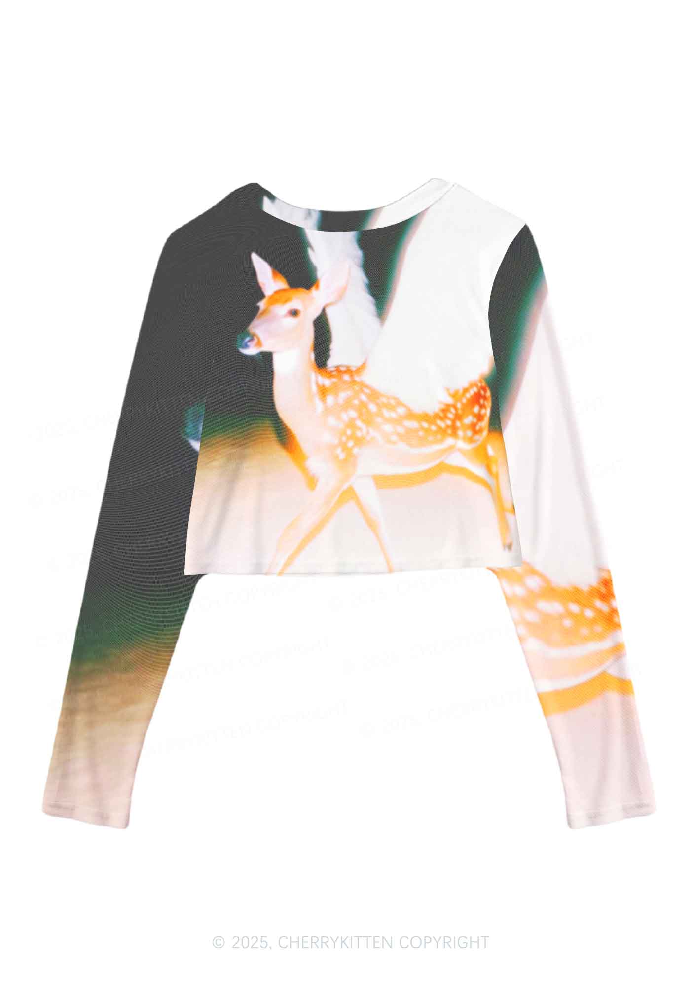 Deer Wings Y2K Mesh Long Sleeve Crop Top Cherrykitten - Image 3