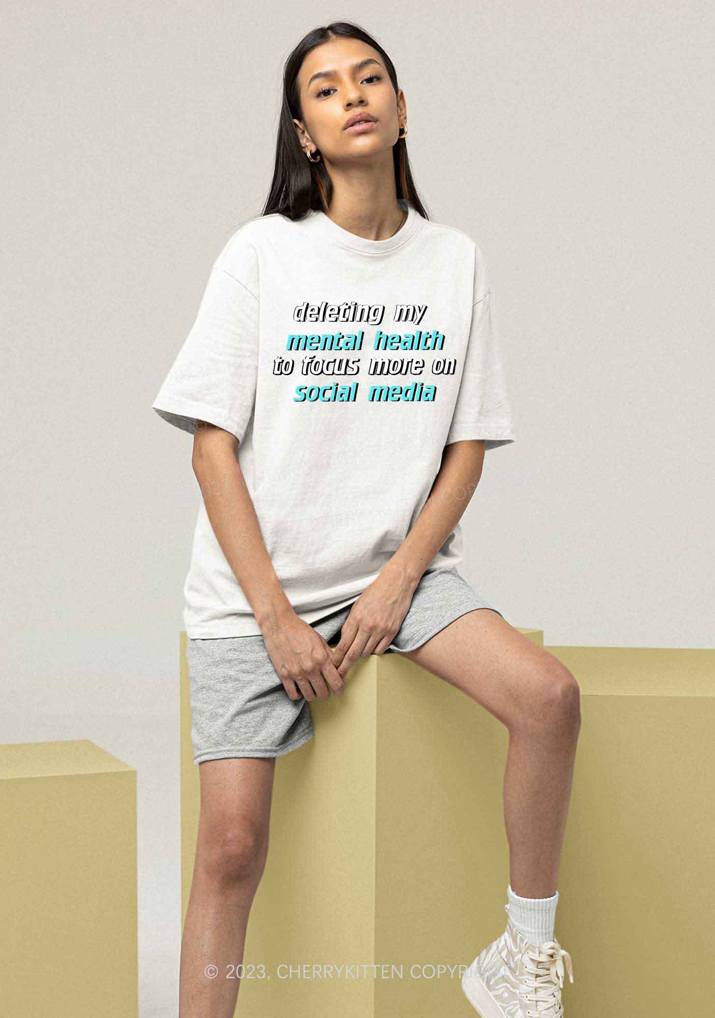 Deleting My Mental Health Y2K Chunky Shirt Cherrykitten - Image 2
