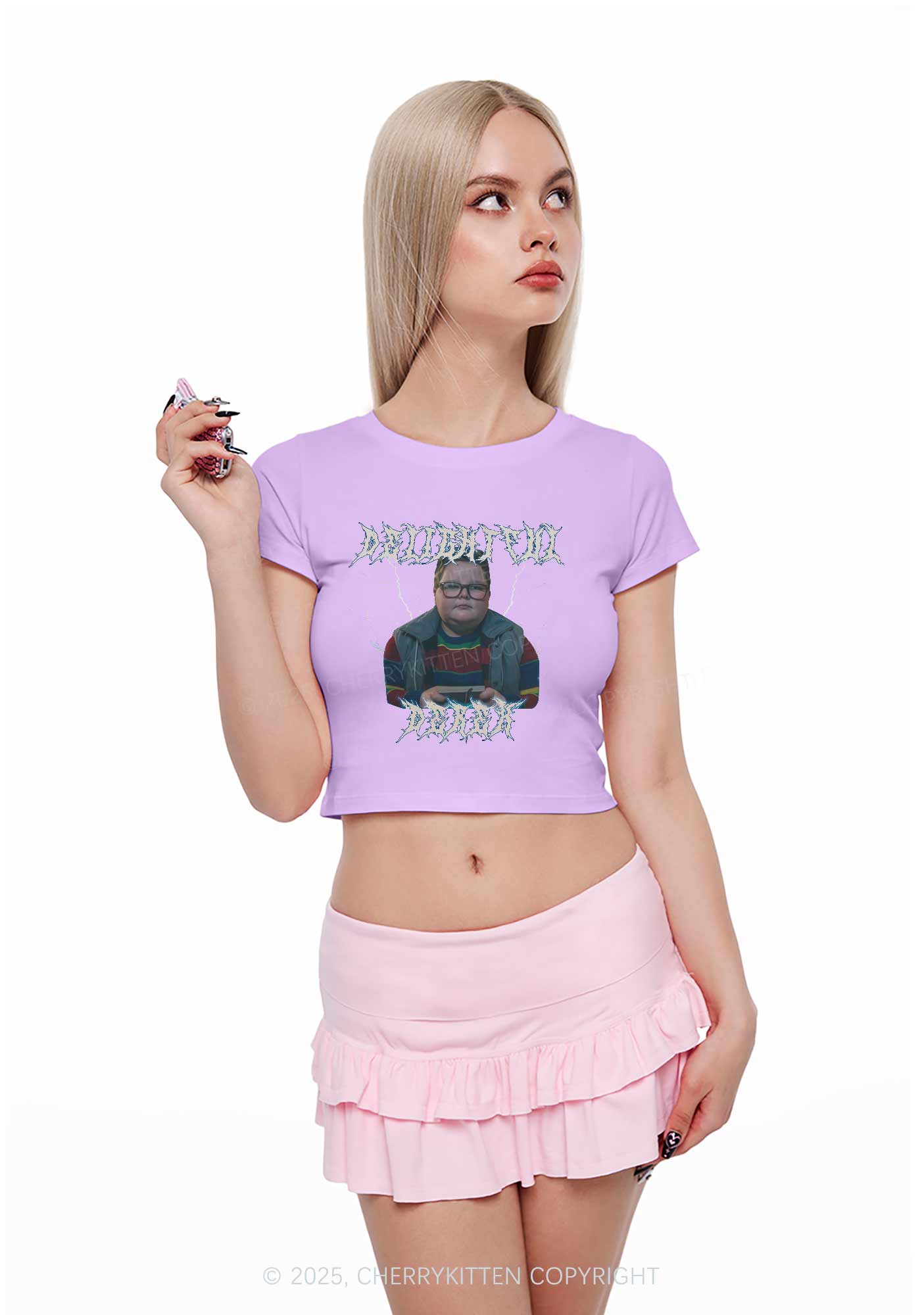 Delightful Boy Y2K Baby Tee Cherrykitten - Image 2