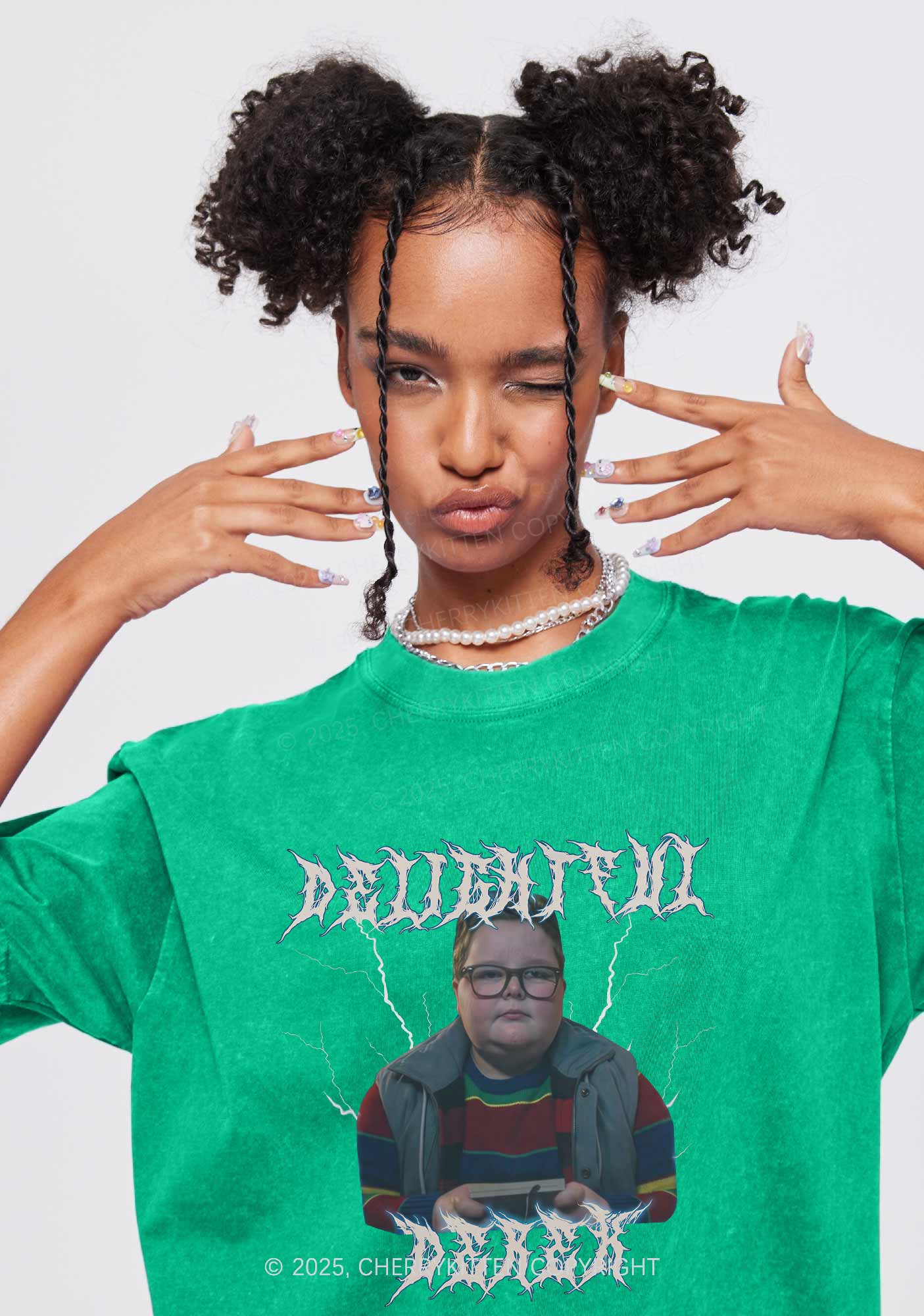 Delightful Boy Y2K Shirts Washed Tee Cherrykitten - Image 2