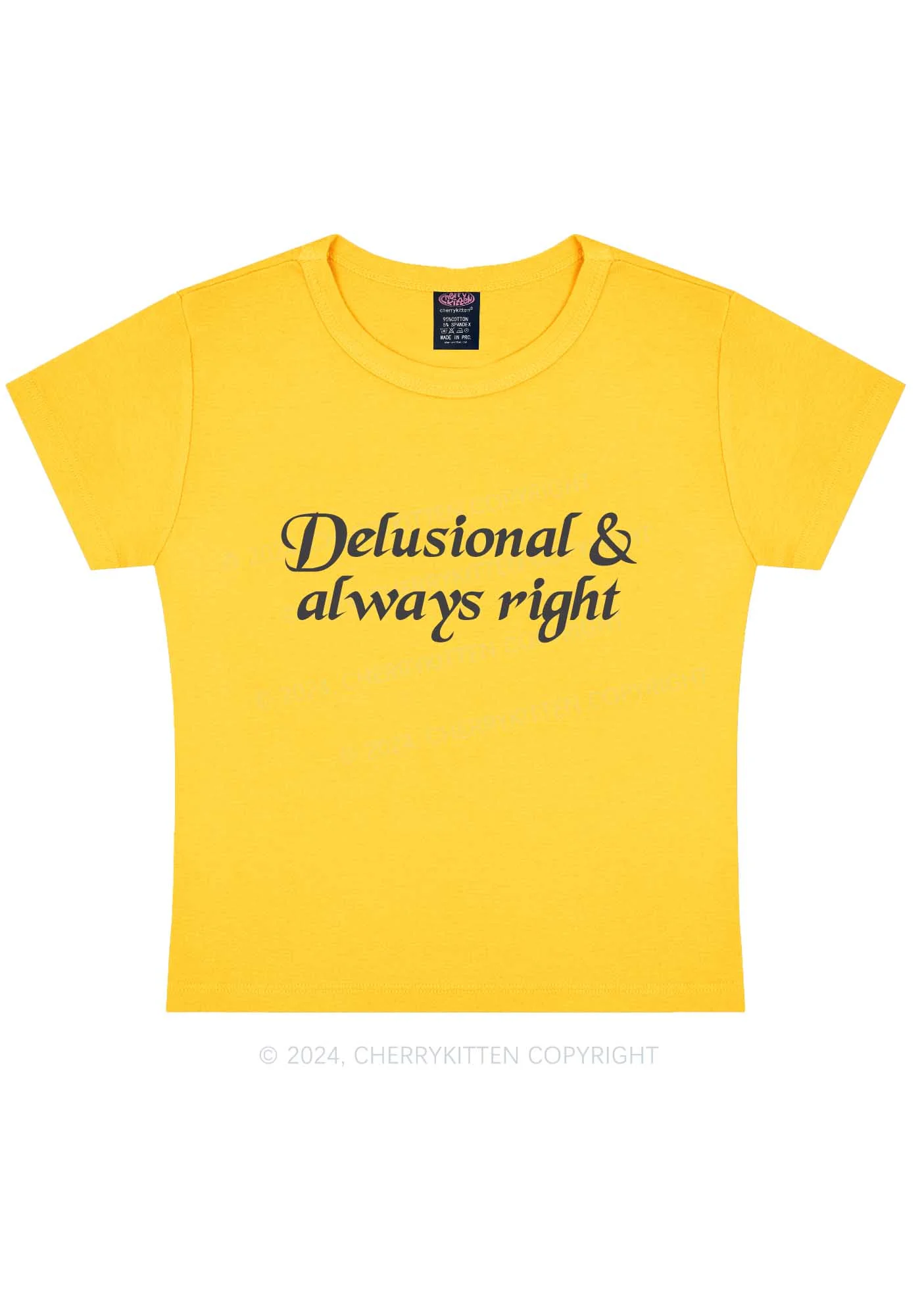 Delusional Always Right Y2K Baby Tee Cherrykitten - Image 11
