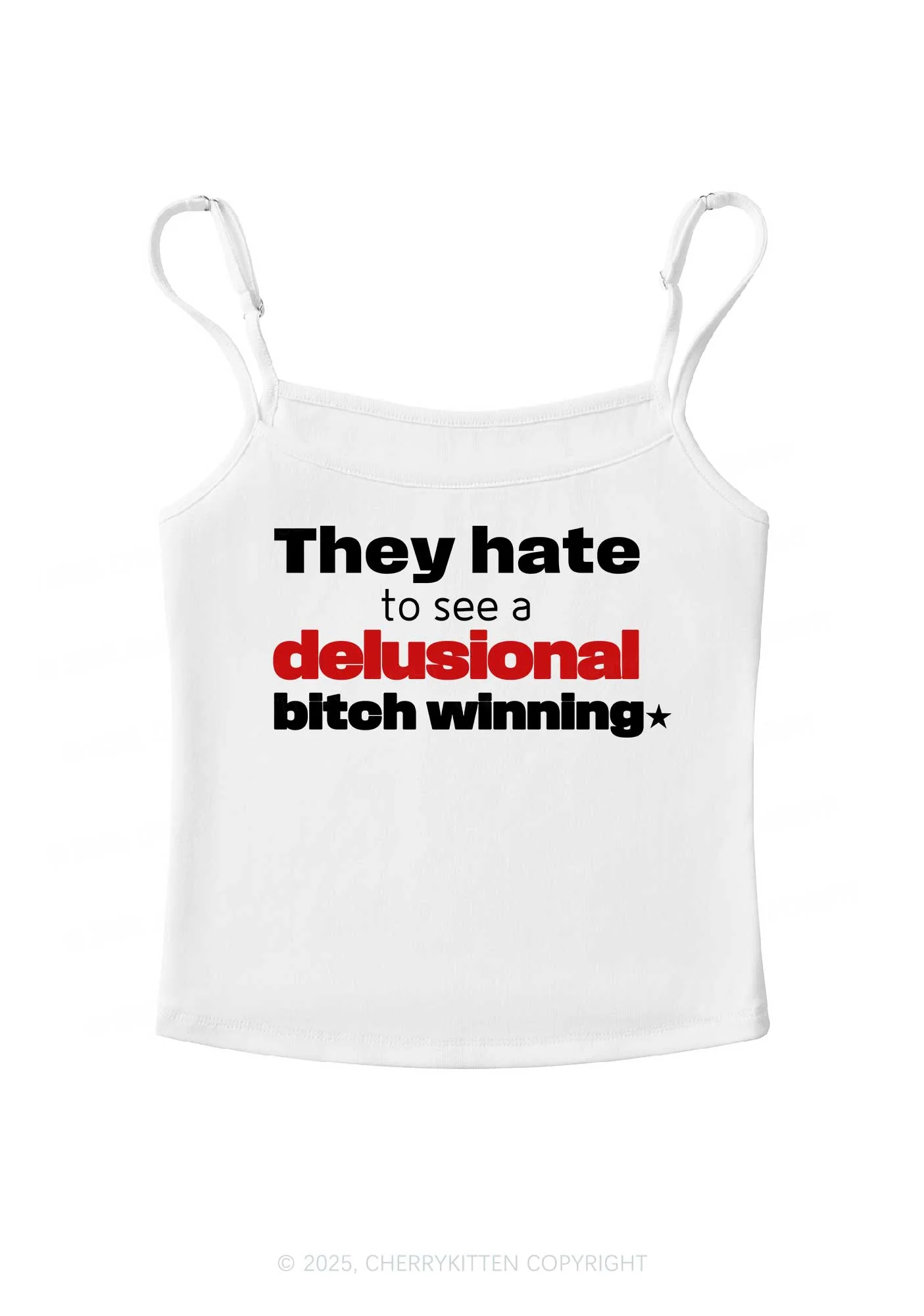Delusional Bxtch Winning Y2K Spaghetti Strap Cami Cherrykitten - Image 3