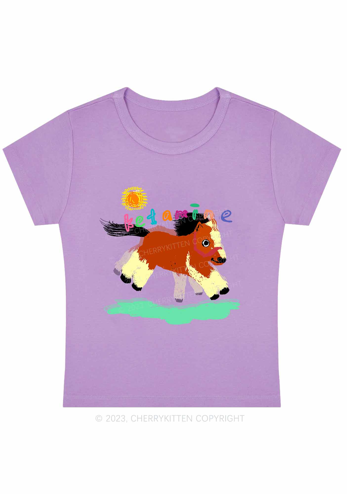 Delusional K Horse Y2K Baby Tee Cherrykitten - Image 4