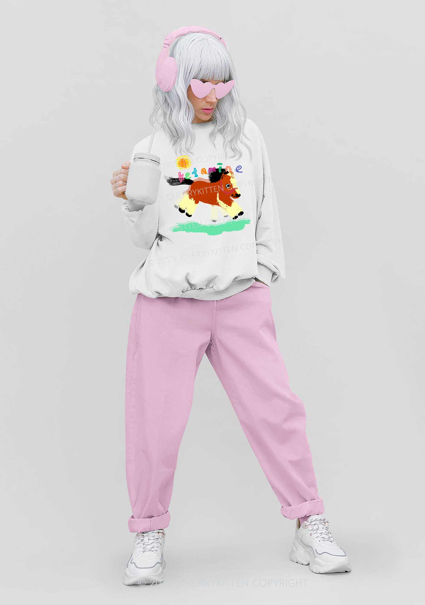 Delusional K Horse Y2K Sweatshirt Cherrykitten - Image 2