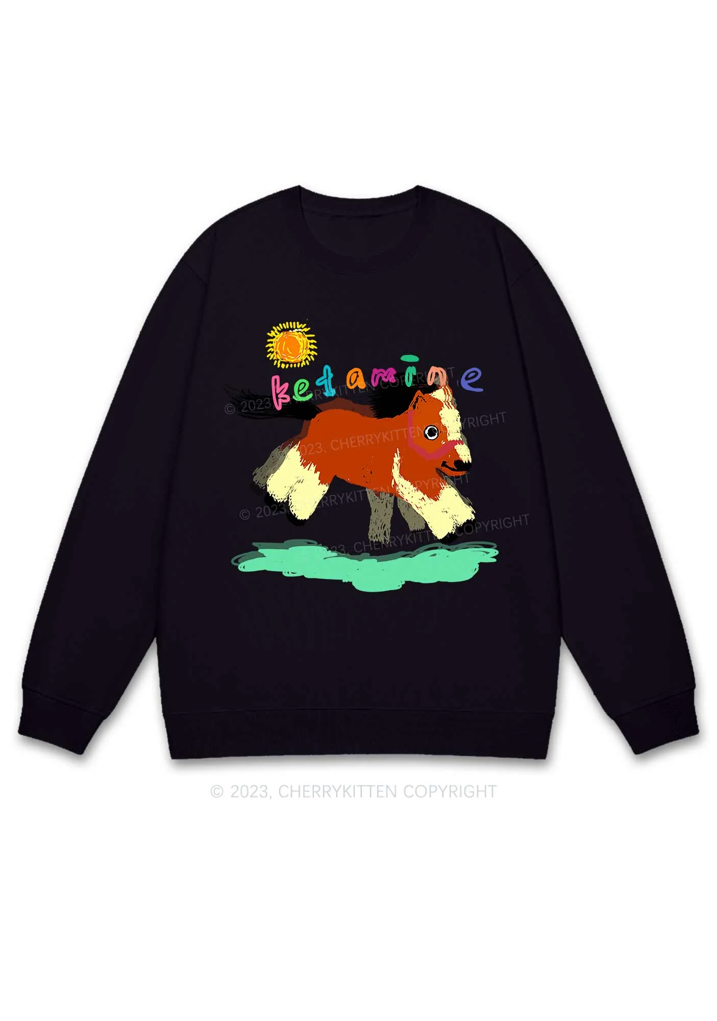 Delusional K Horse Y2K Sweatshirt Cherrykitten - Image 3