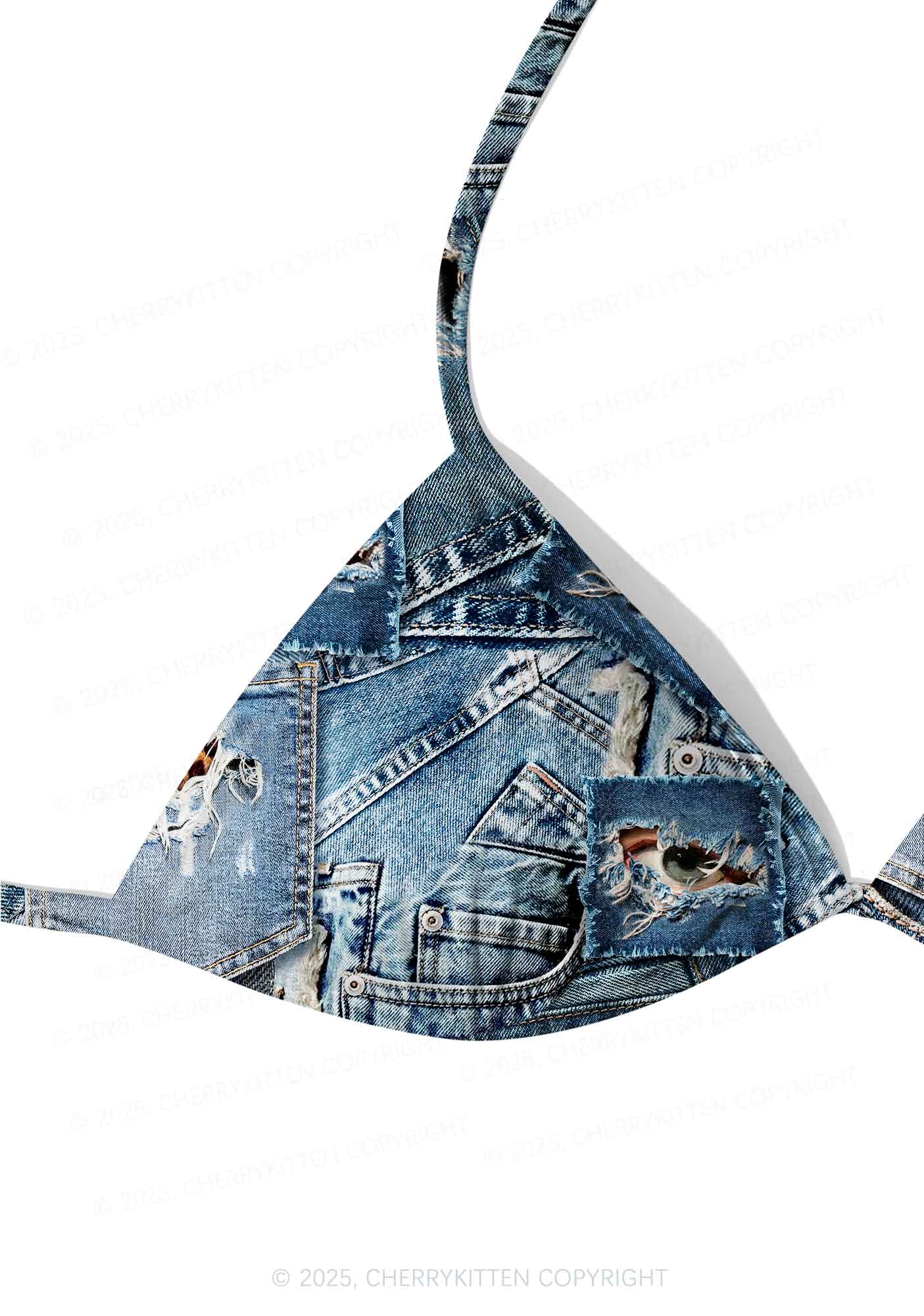 Denim Patchwork Y2K Print Bikini Set Cherrykitten - Image 4