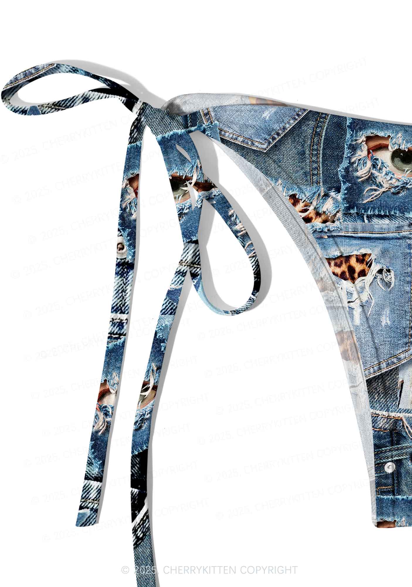Denim Patchwork Y2K Print Bikini Set Cherrykitten - Image 5