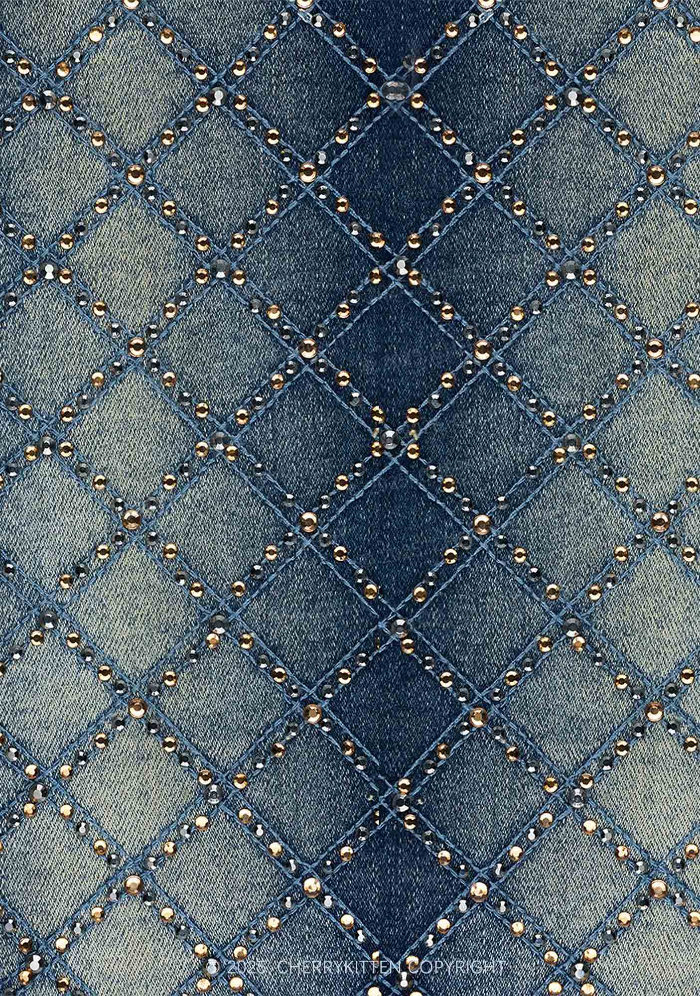 Denim Sparkle Y2K Print Mini Layered Skirt Cherrykitten - Image 2
