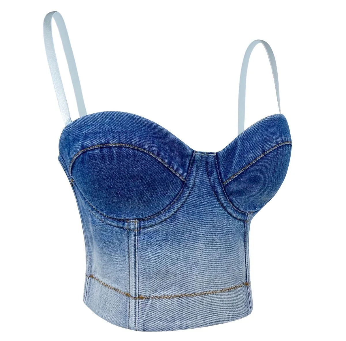 Gradient Blue Denim Corset Top - Image 2