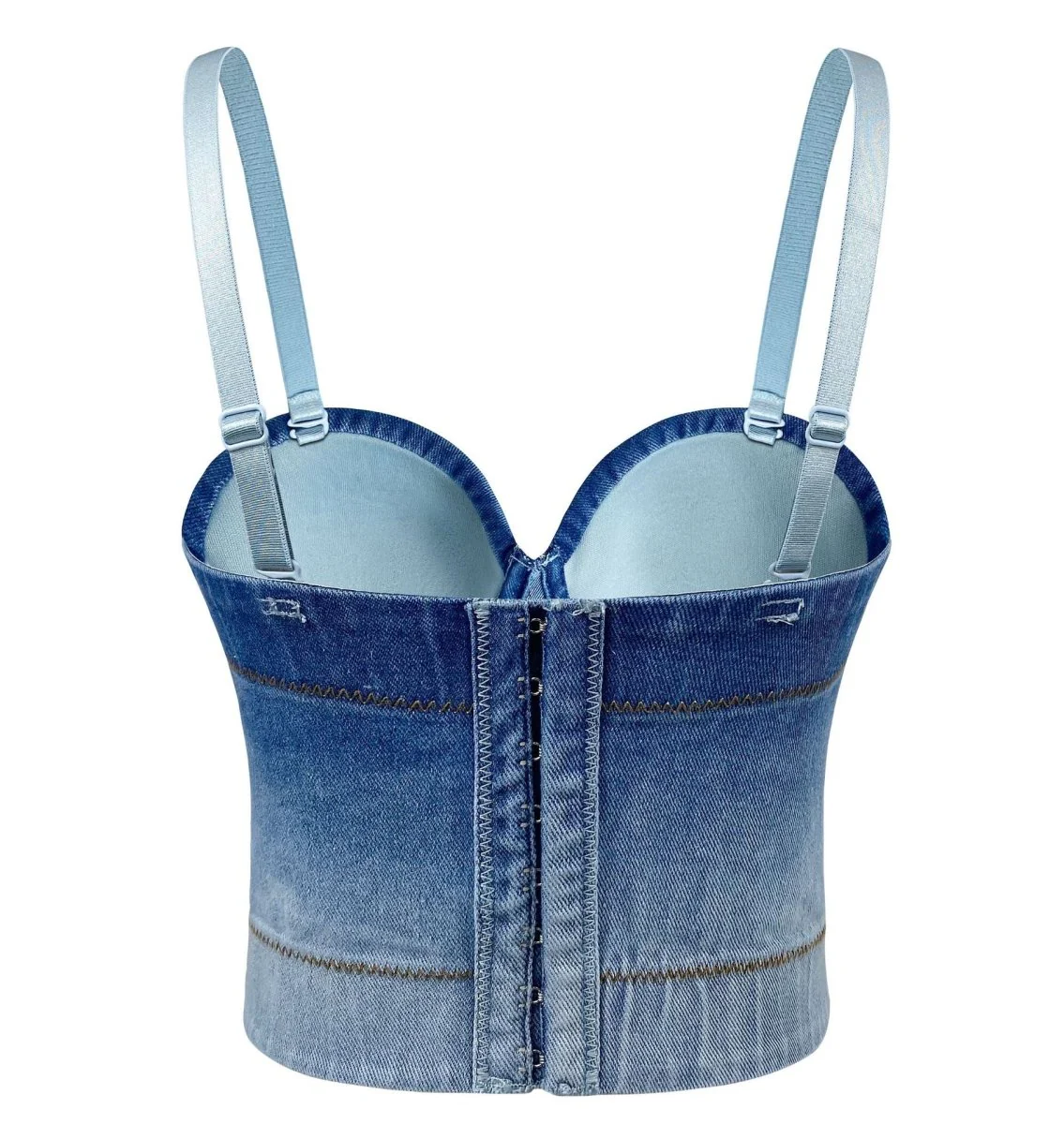 Gradient Blue Denim Corset Top - Image 3