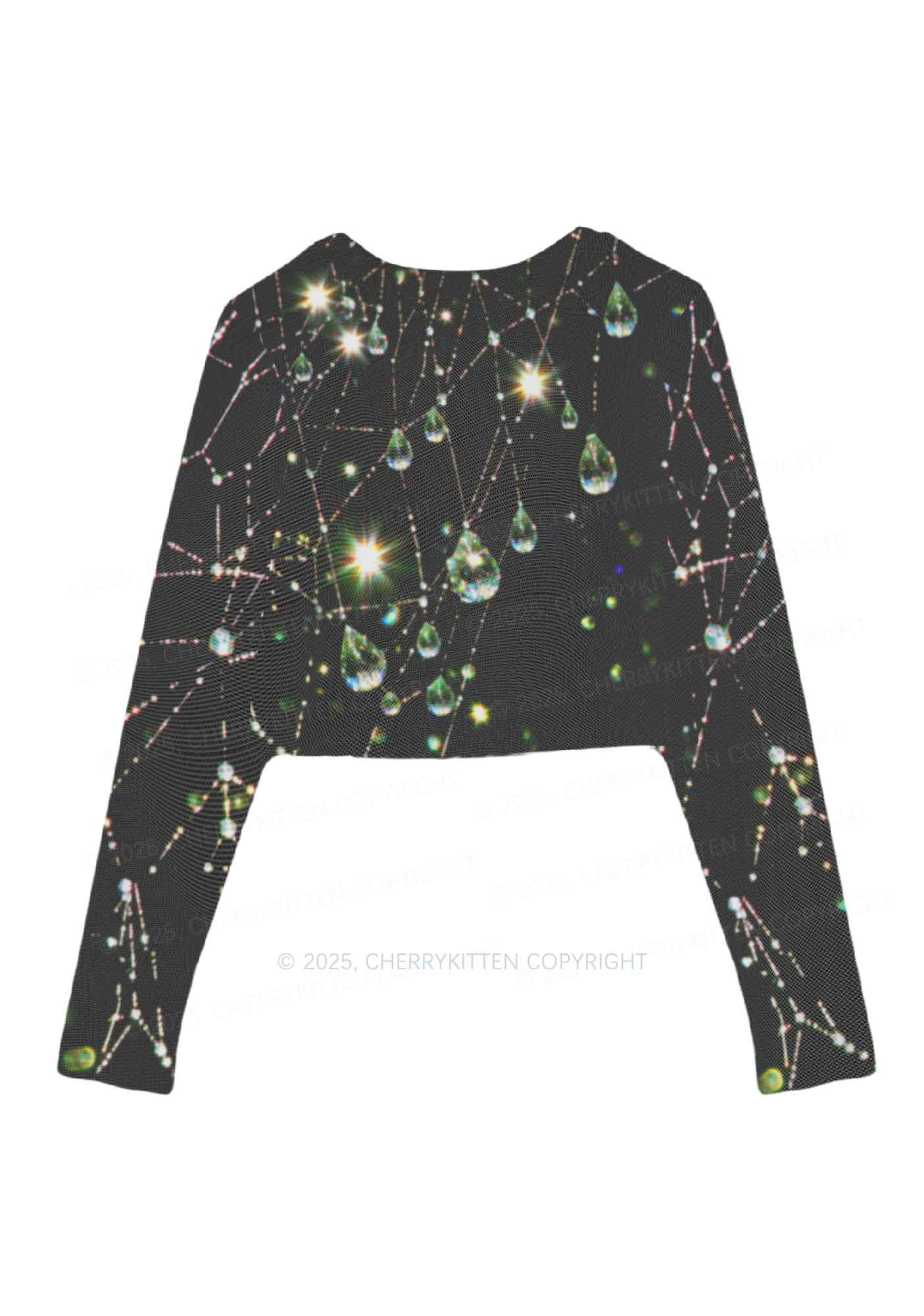 Dew Web Y2K Mesh Long Sleeve Crop Top Cherrykitten - Image 3
