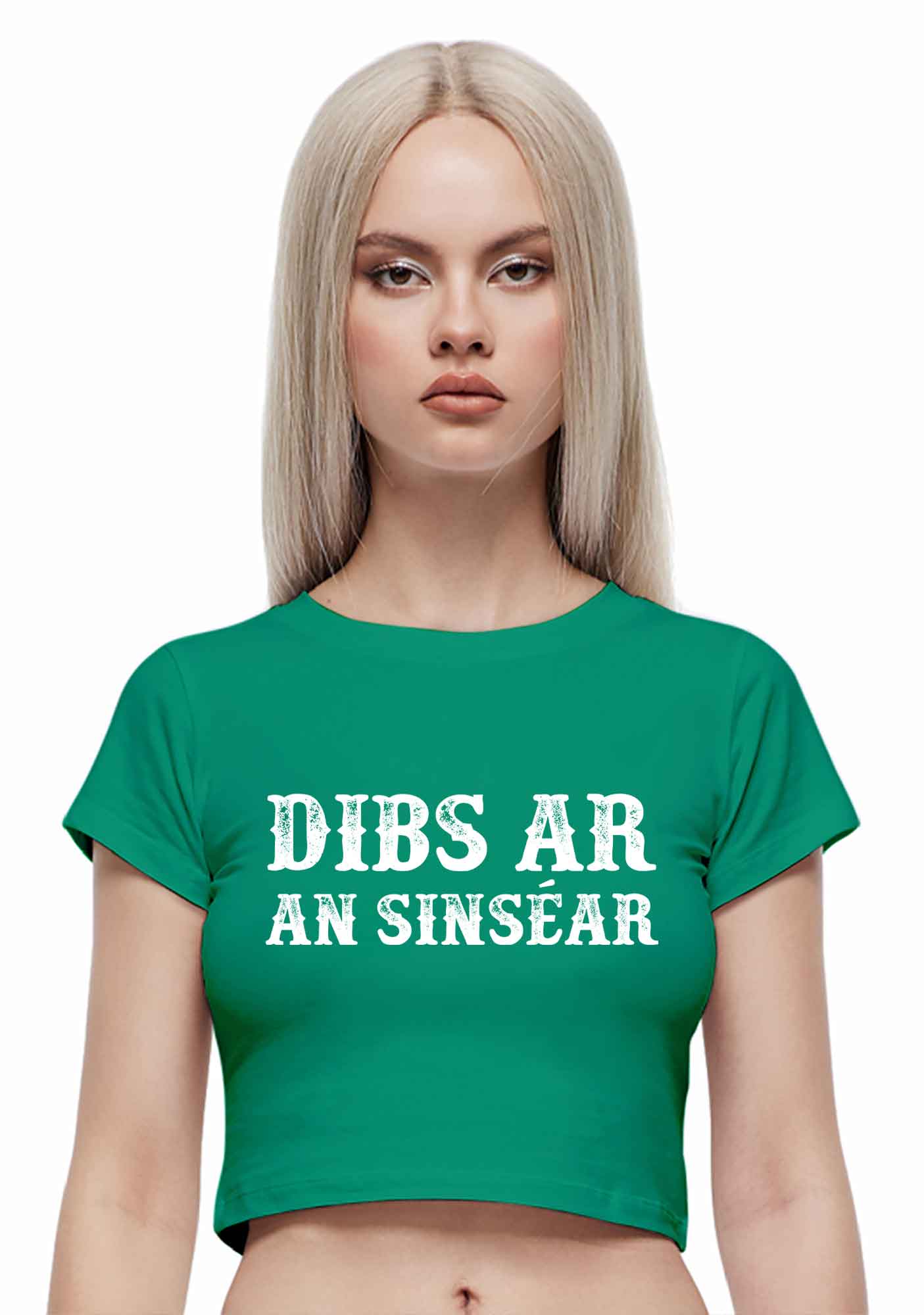Dibs Ar An Sinsear St Patricks Y2K Baby Tee Cherrykitten - Image 2