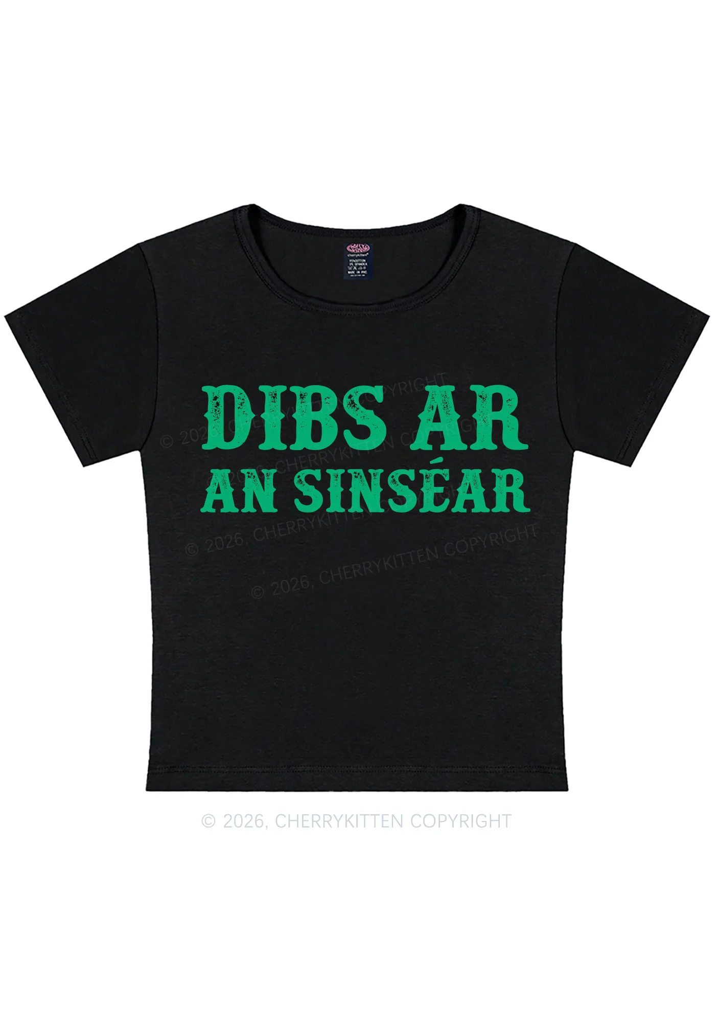 Dibs Ar An Sinsear St Patricks Y2K Baby Tee Cherrykitten - Image 3