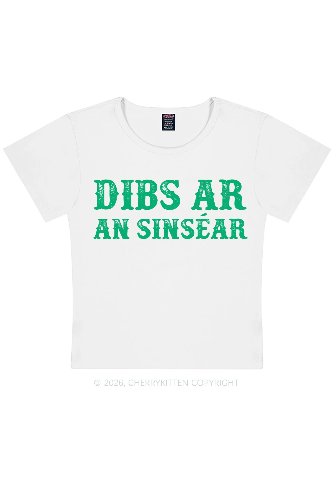 Dibs Ar An Sinsear St Patricks Y2K Baby Tee Cherrykitten - Image 4