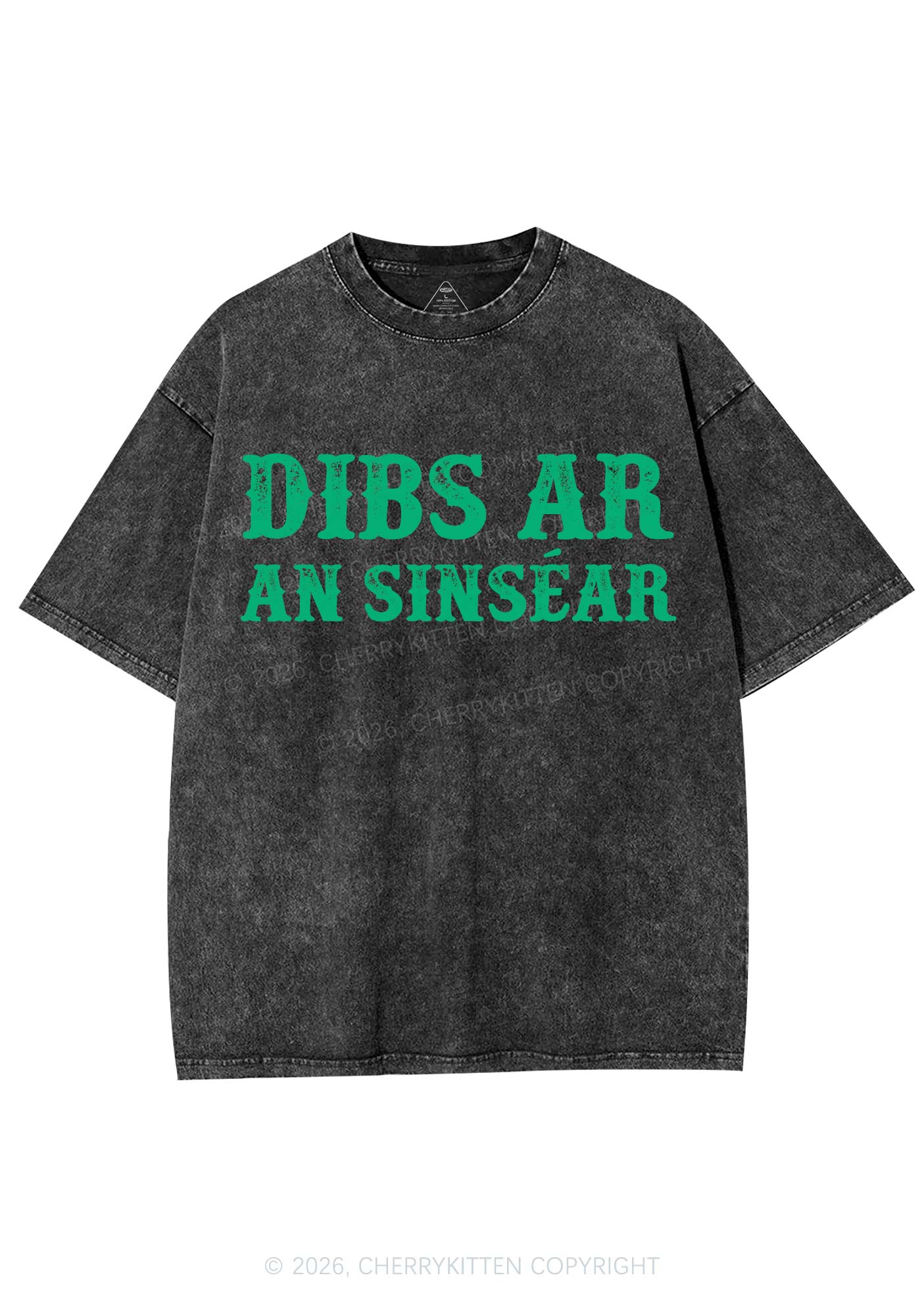 Dibs Ar An Sinsear St Patricks Y2K Shirts Washed Tee Cherrykitten - Image 3