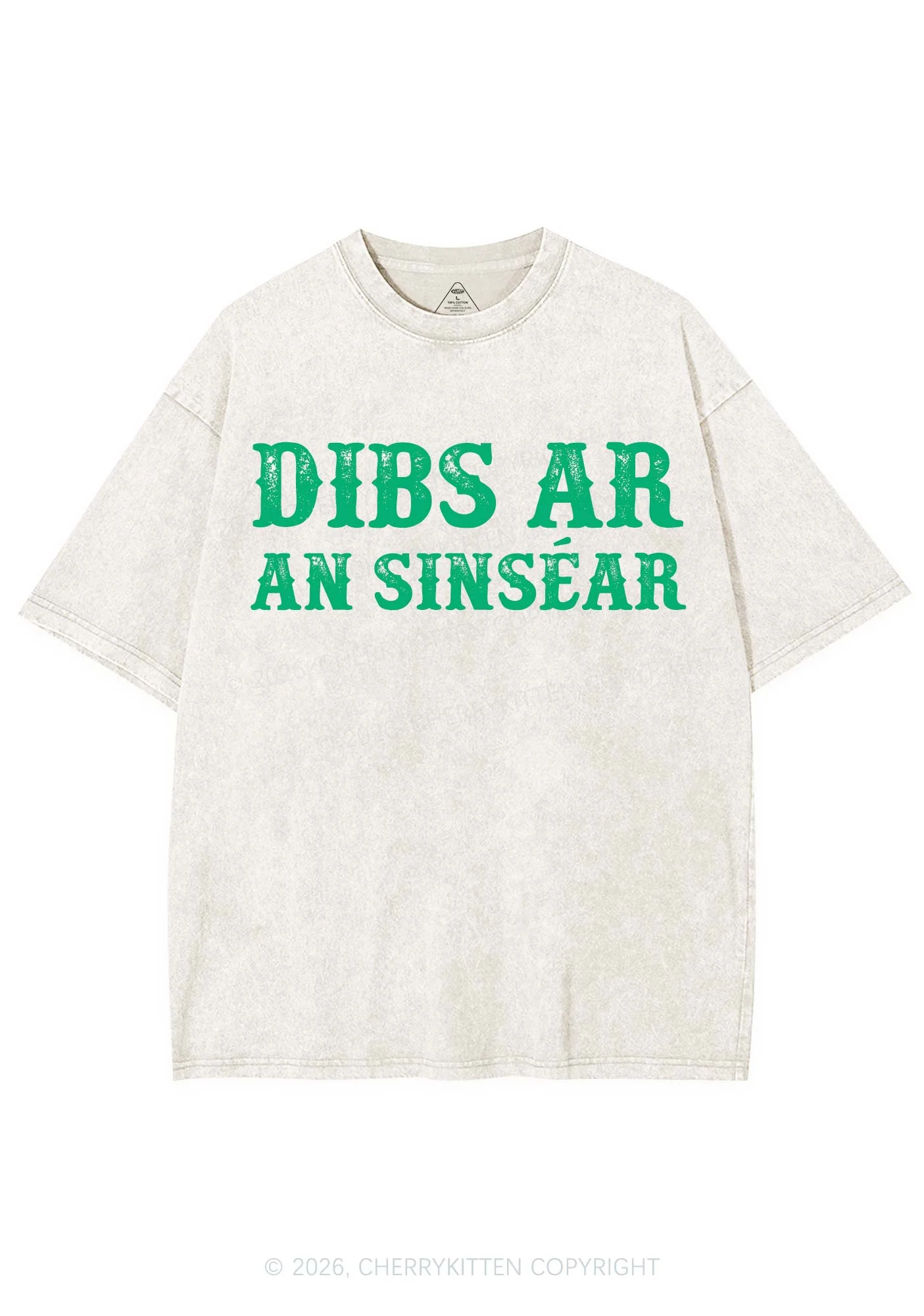 Dibs Ar An Sinsear St Patricks Y2K Shirts Washed Tee Cherrykitten - Image 4