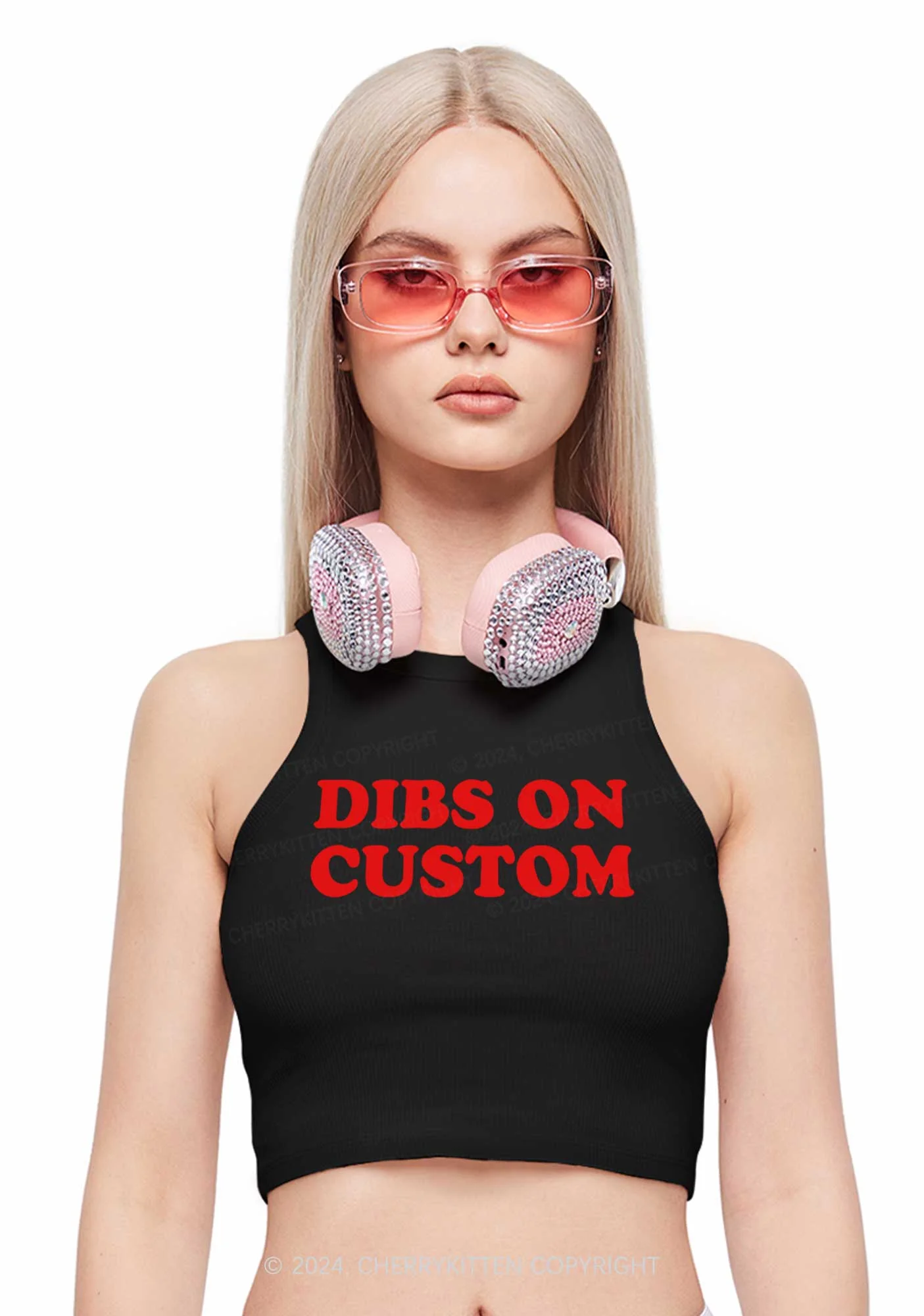 Dibs On Custom Y2K Crop Tank Top Cherrykitten - Image 2